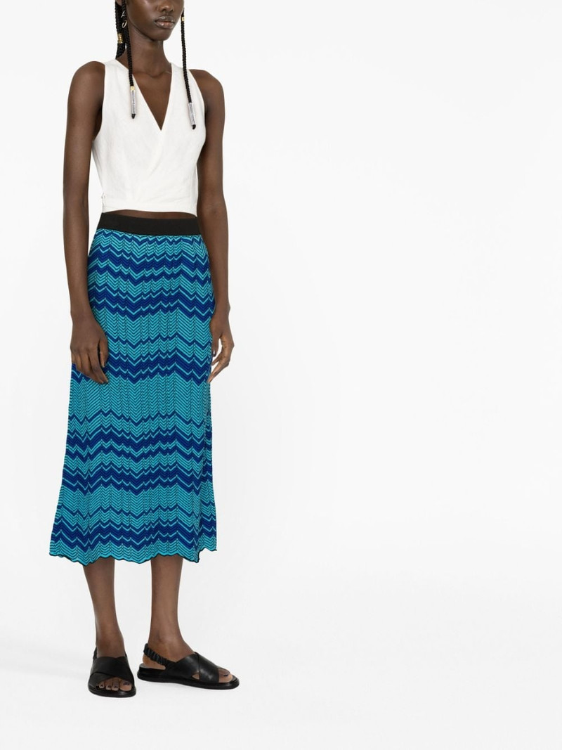 Palm zigzag pattern midi skirt 4