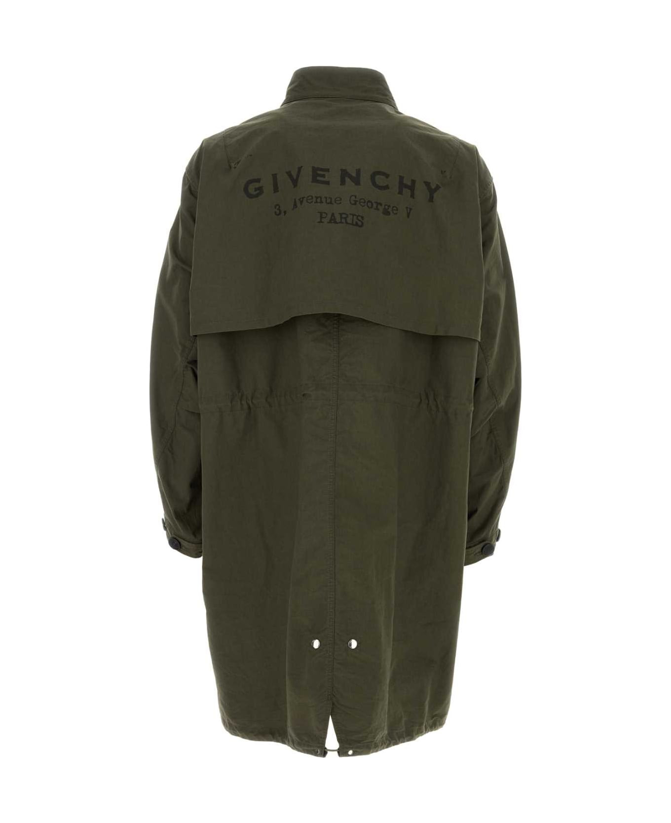Olive Green Cotton Blend Parka - 2