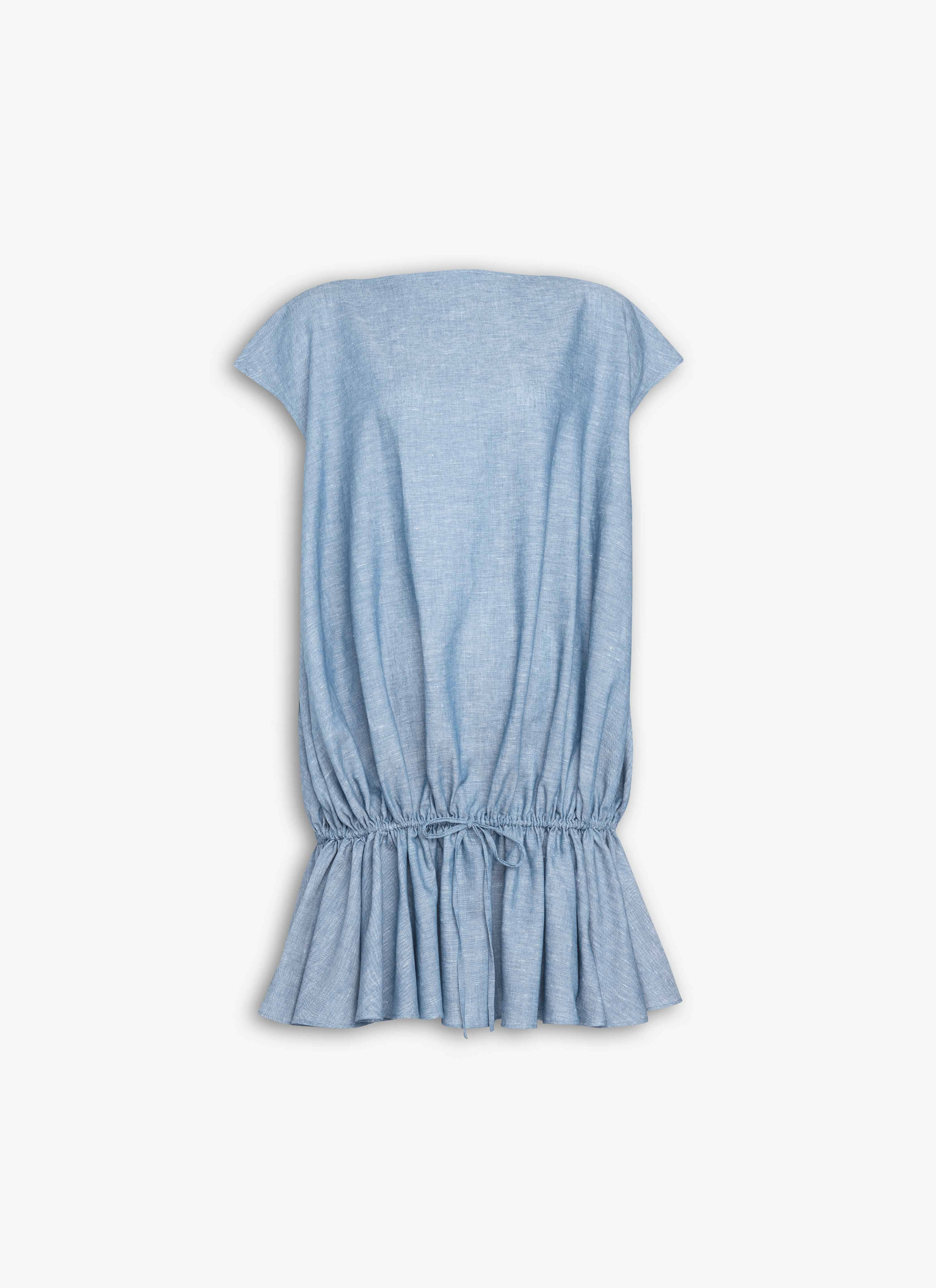 CHAMBRAY RUCHED DRESS - 1