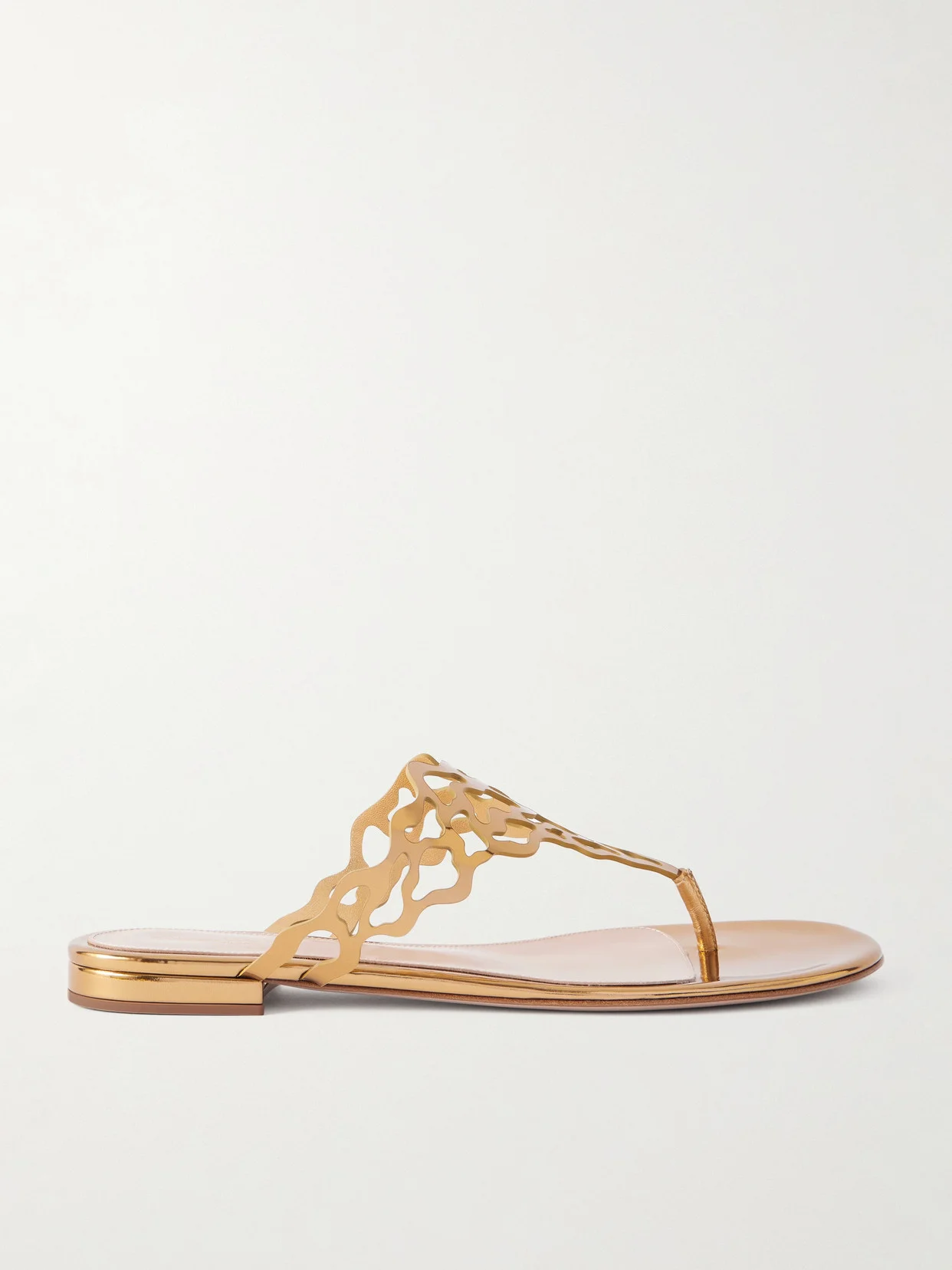 Laser-cut Mirrored-leather Sandals - 1