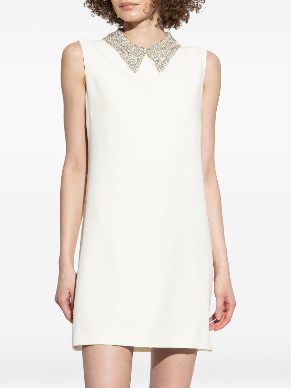 embellished-collar sleeveless mini dress - 3
