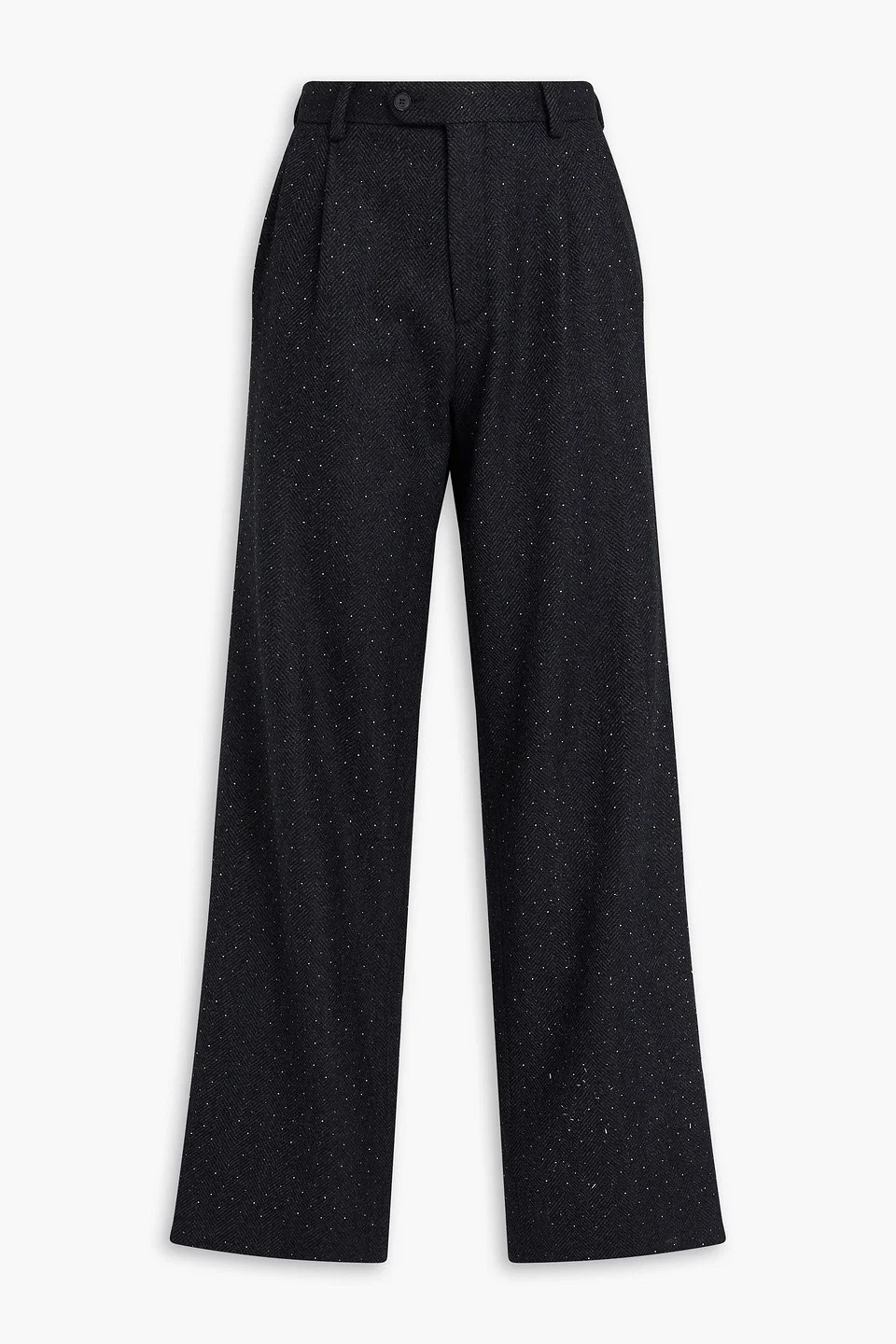Crystal-embellished herringbone wool-flannel straight-leg pants - 1