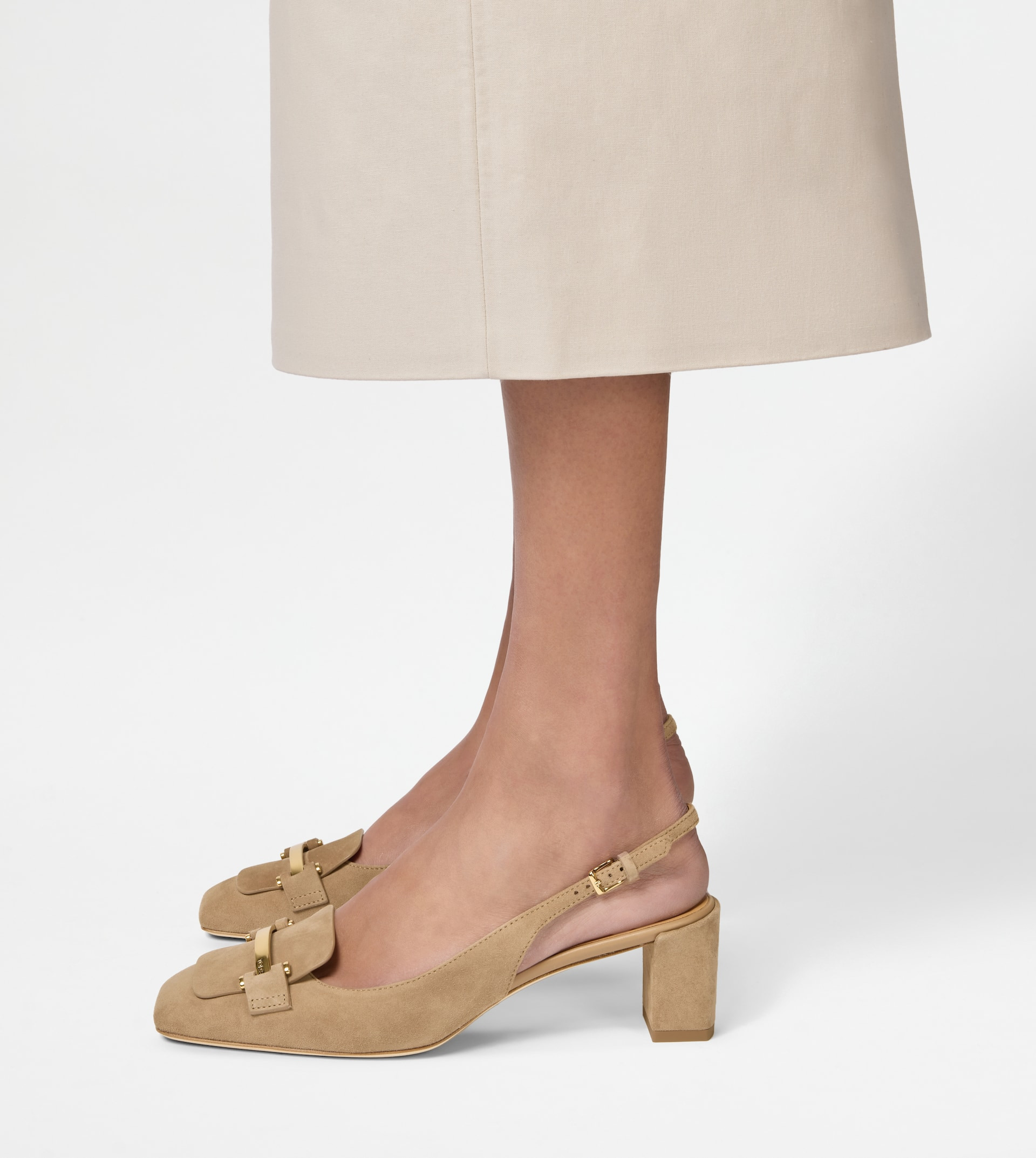SLINGBACK PUMPS IN SUEDE - BEIGE - 6