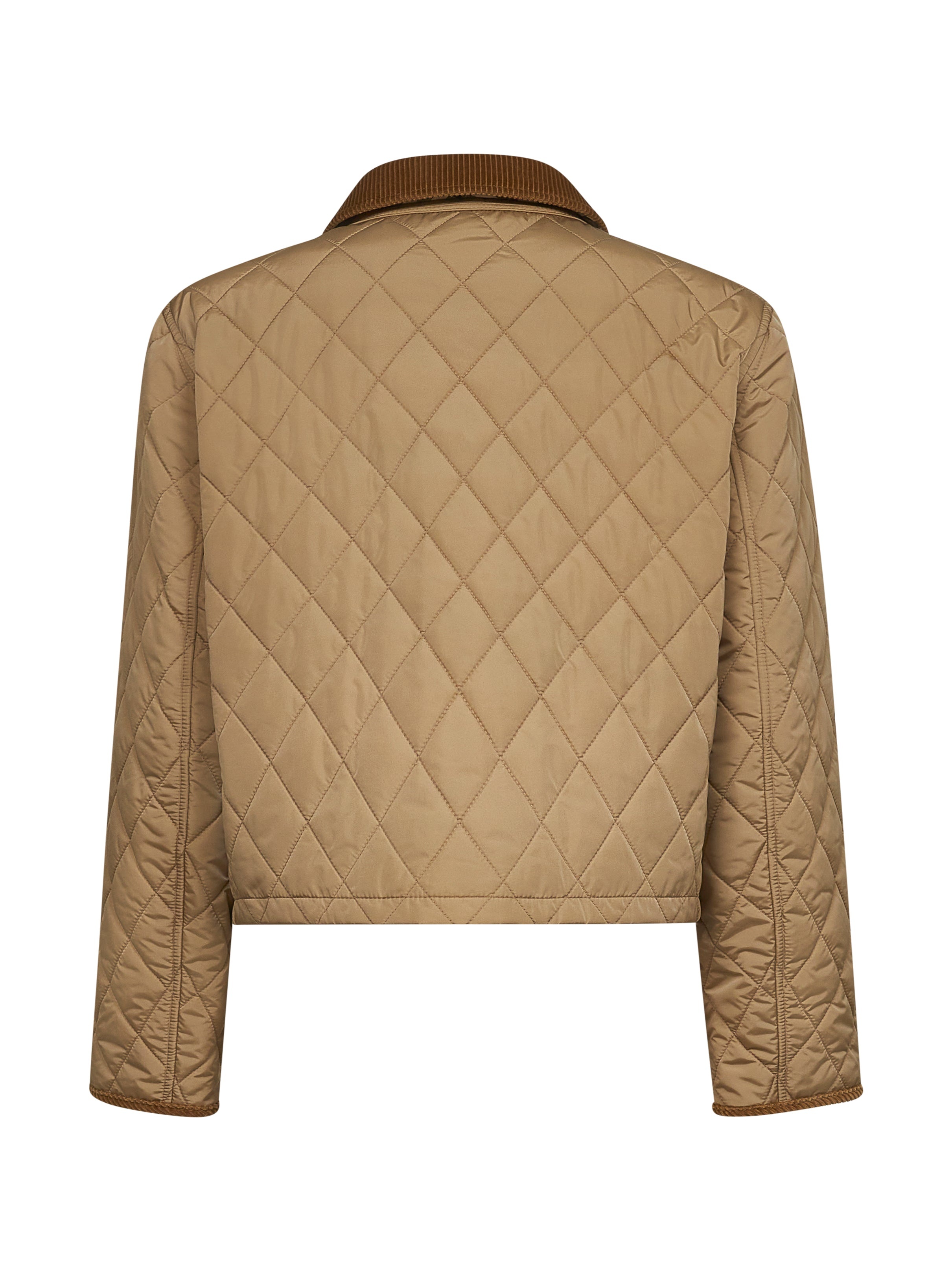 Beige quilted nylon cropped jacket - 2