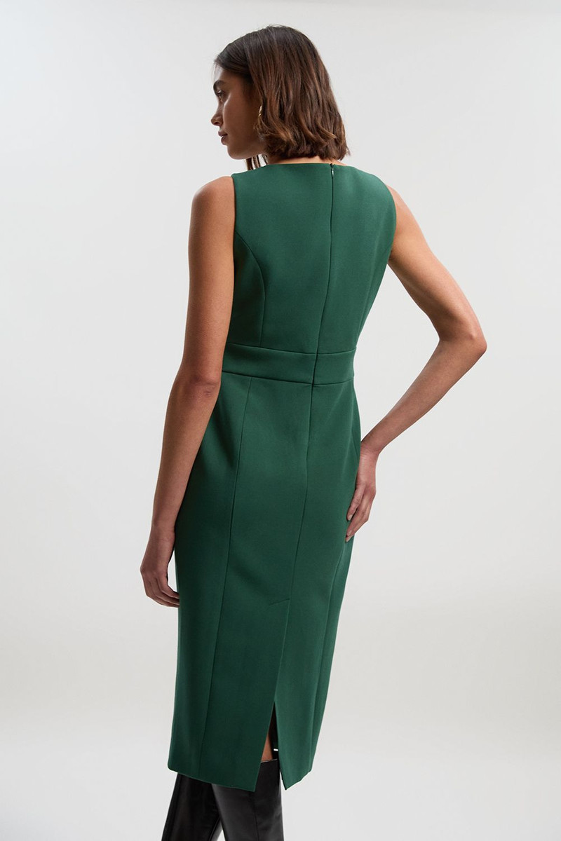 Compact Essential Tab Waist Pencil Midi Dress 5
