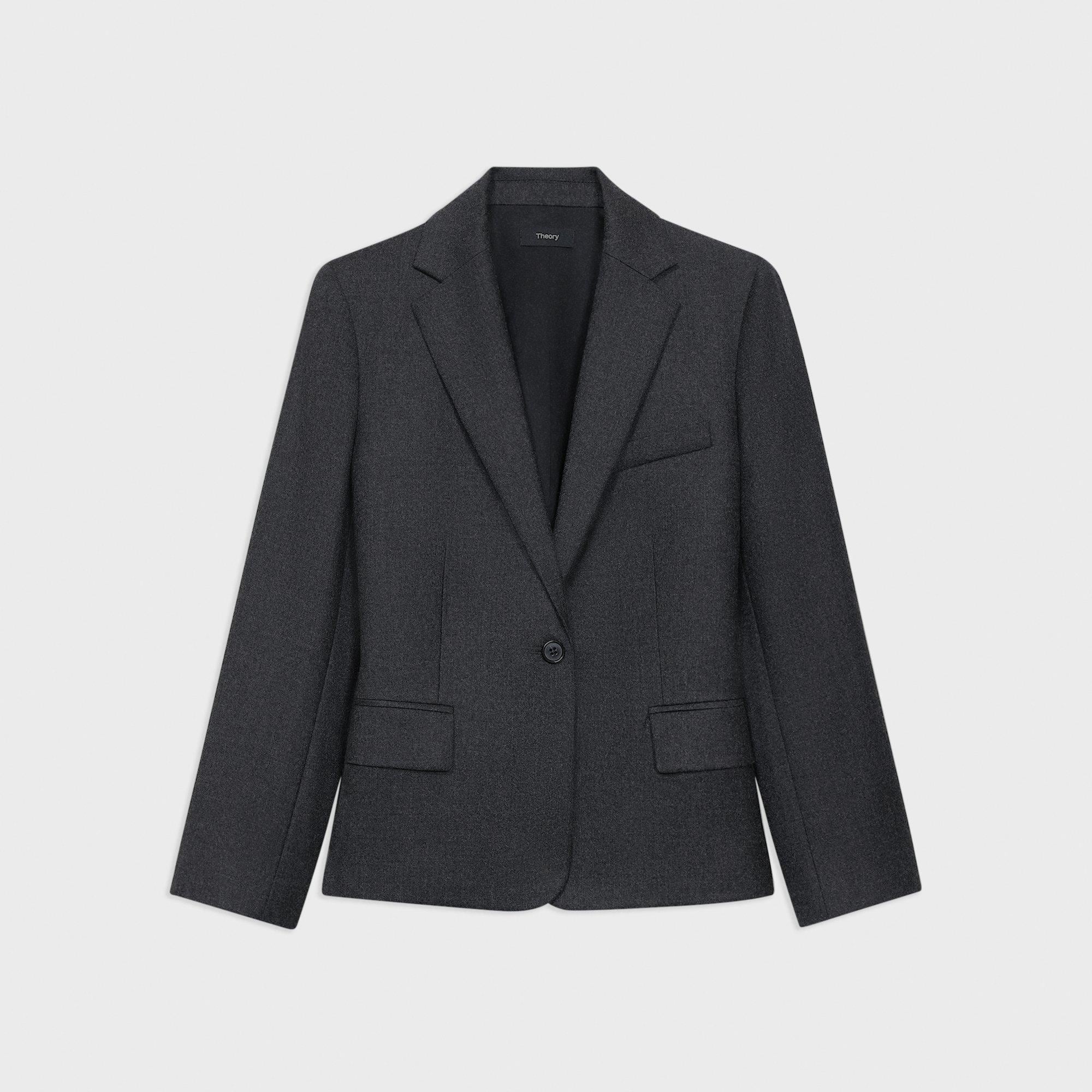 Single-Button Blazer in Sleek Flannel - 1