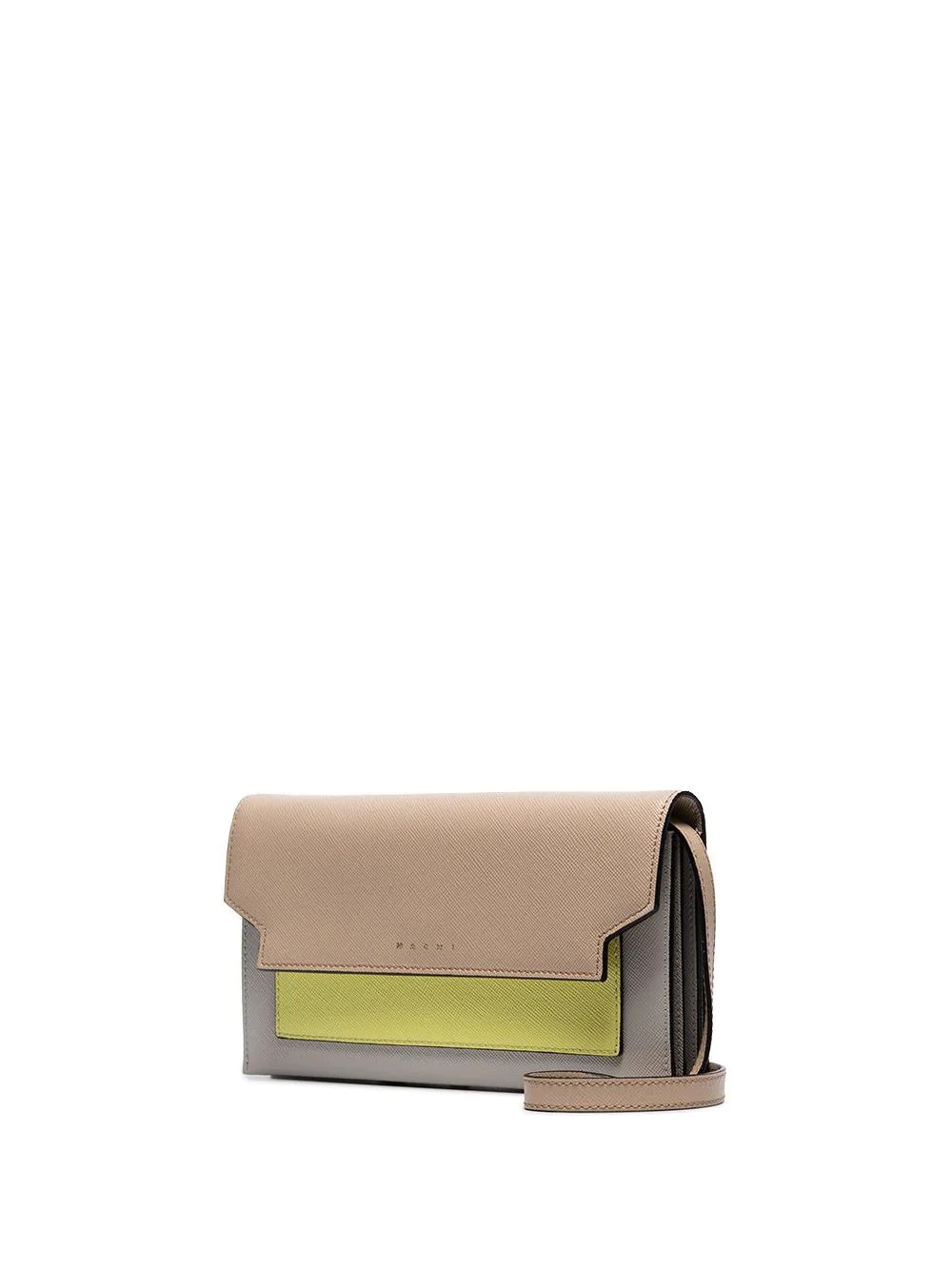 multicoloured leather yellow pocket mini bag - 4