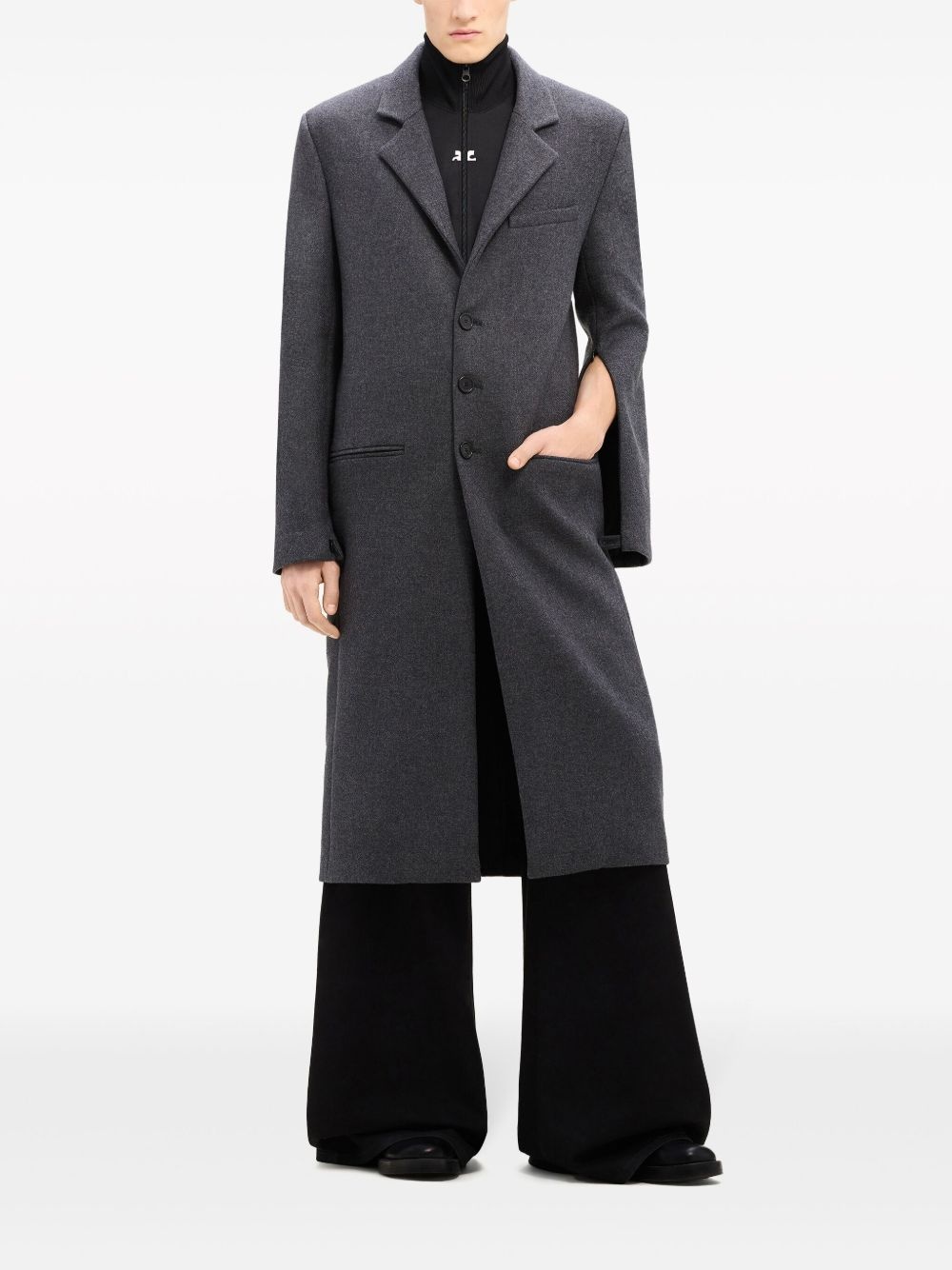 notched-lapels single-breasted coat - 2