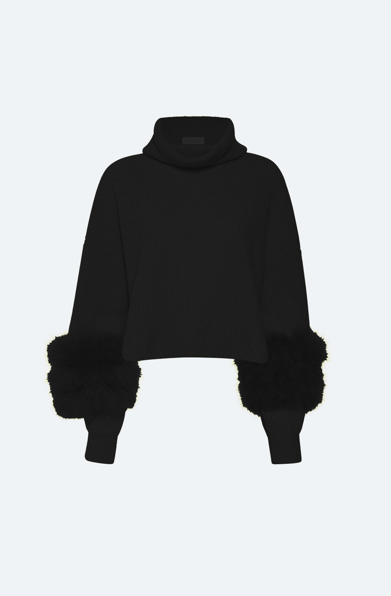 Cashmere Turtleneck Sweater With Marabou 1