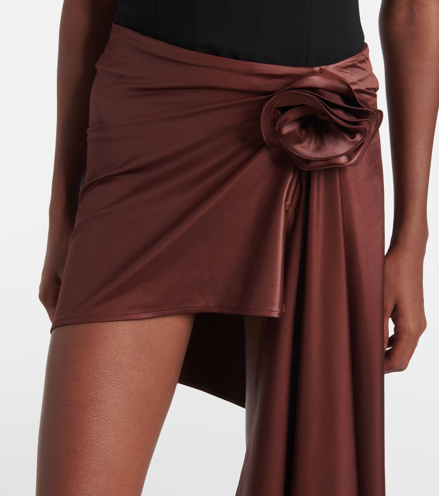 Floral-appliqué satin miniskirt - 4