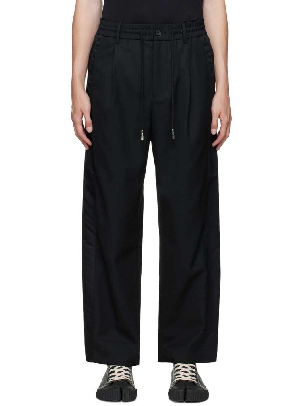 Black Paneled Trousers - 1