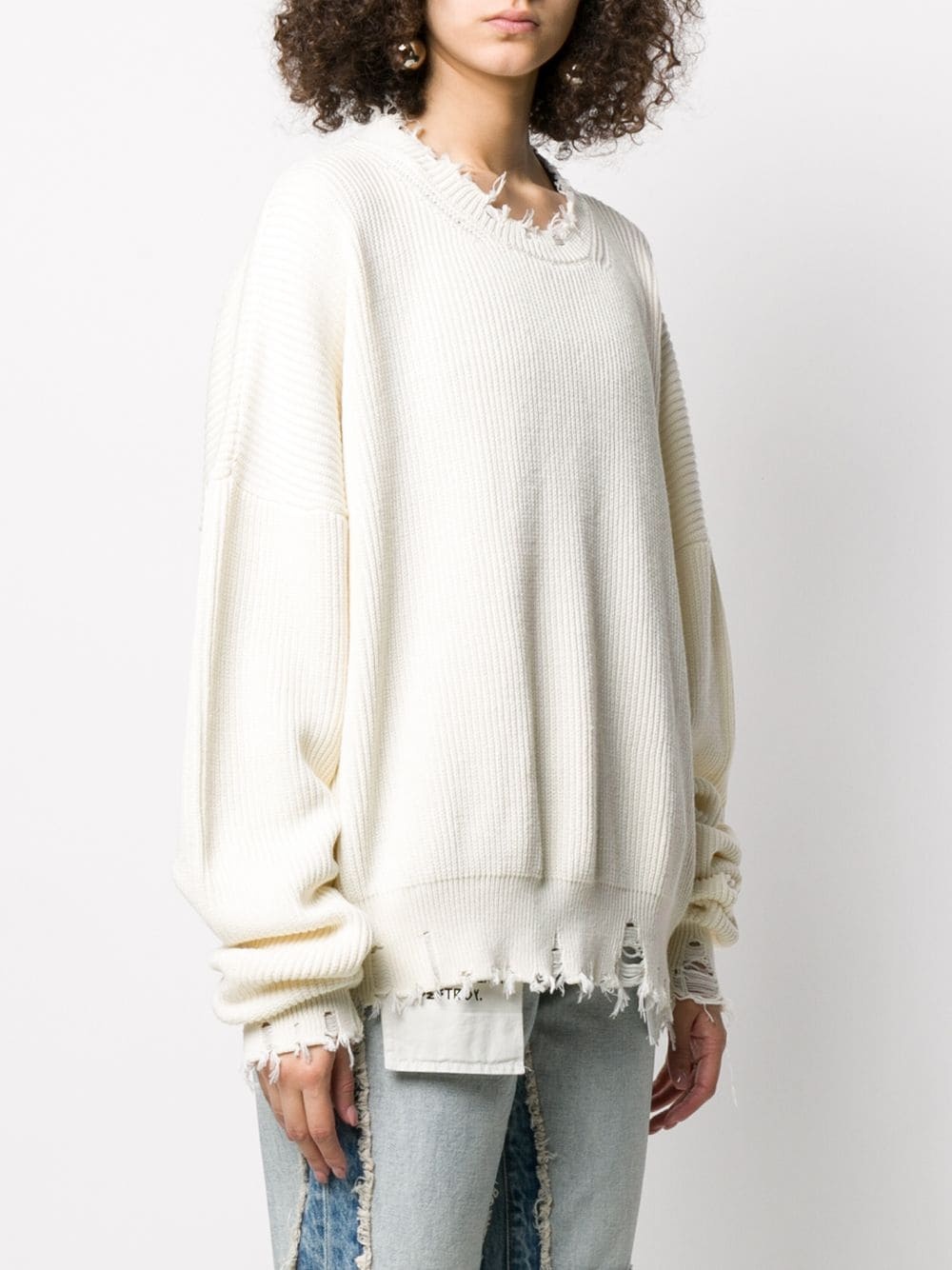 distressed ribbed jumper - 3