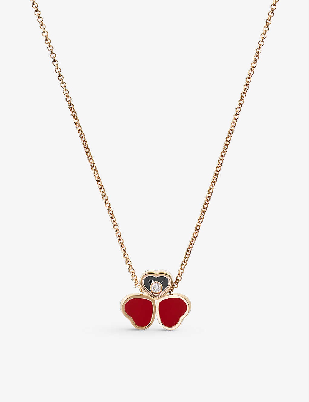 Happy Hearts Wings 18ct rose-gold, 0.05ct diamond and red-stone necklace - 2