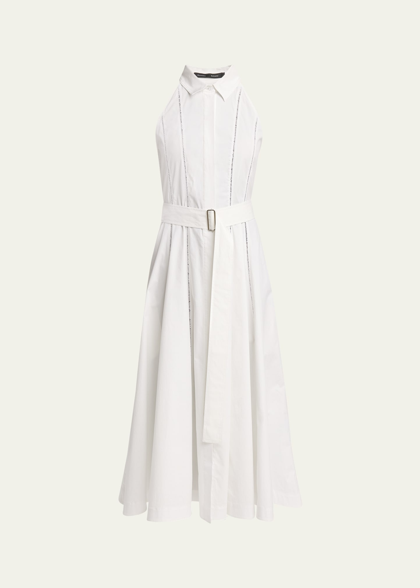 Dorothy Belted Ladder Stitch Poplin Midi Dress - 1