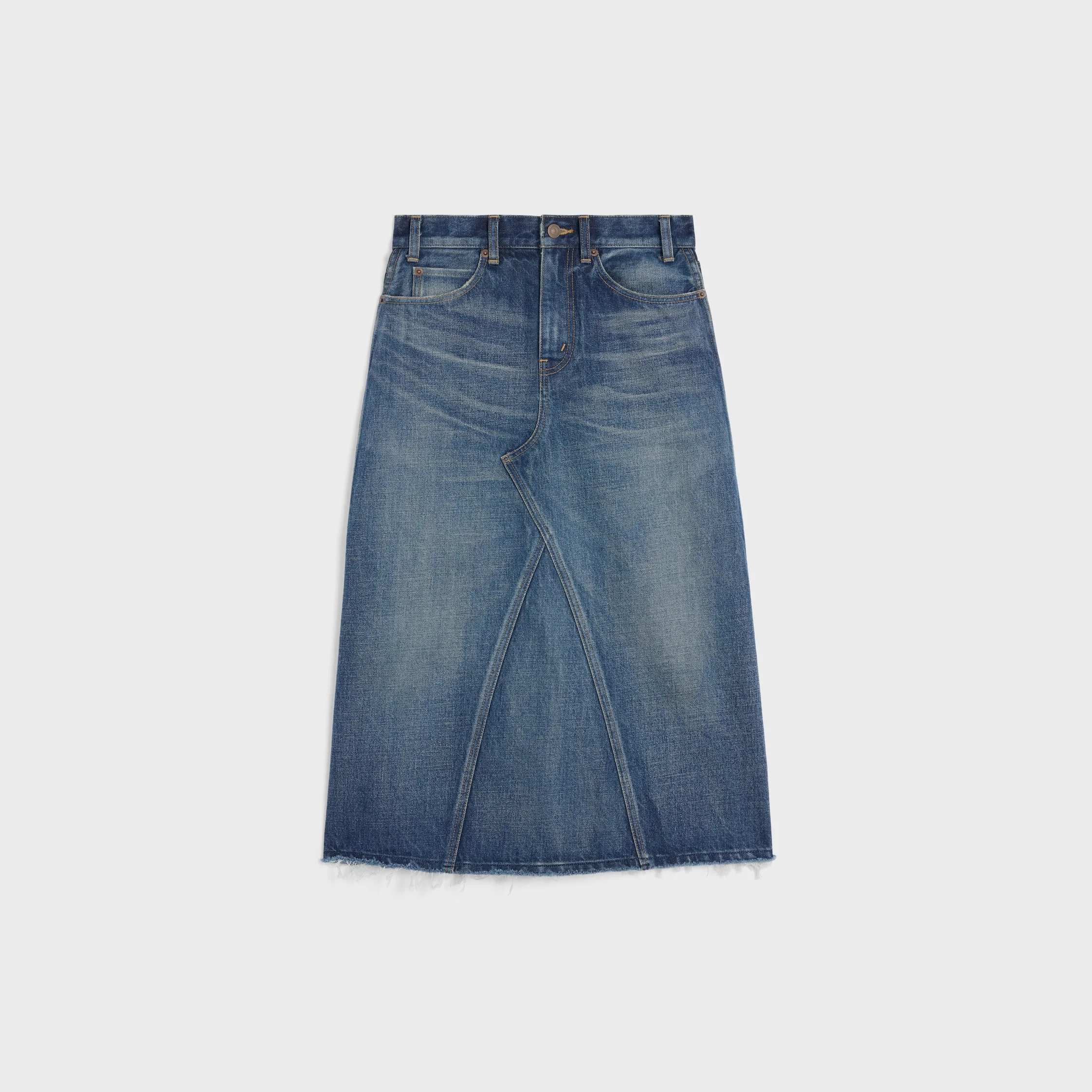 midi skirt in dark union wash denim - 1