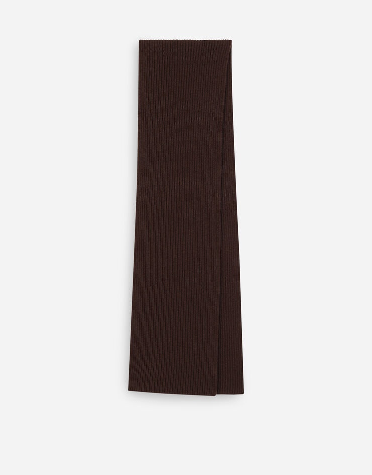 Knit cashmere scarf with branded plate - 2