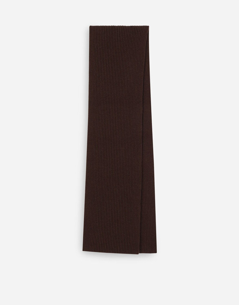Dolce & Gabbana Knit cashmere scarf with branded plate outlook