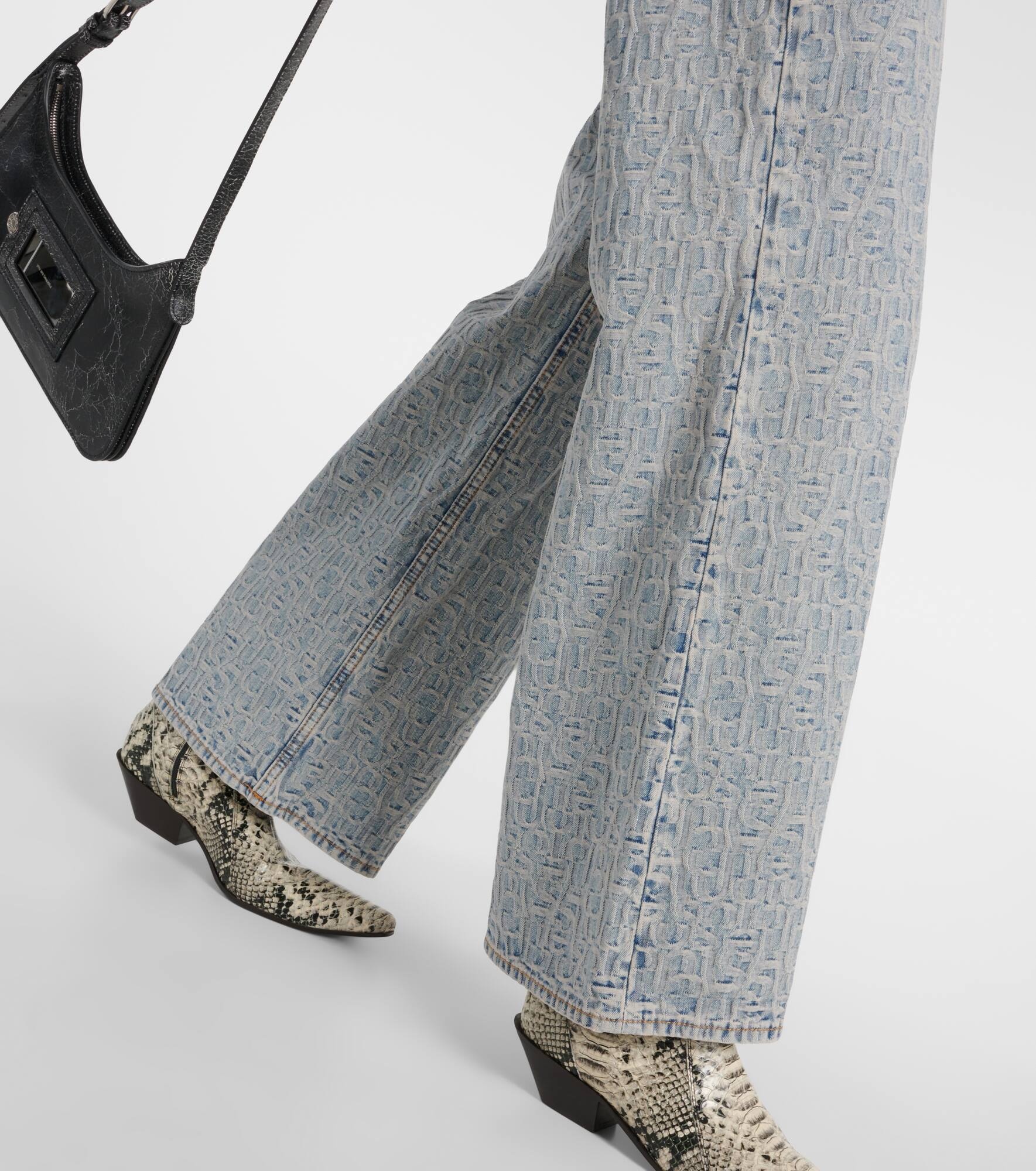 Monogram high-rise wide-leg jeans - 5