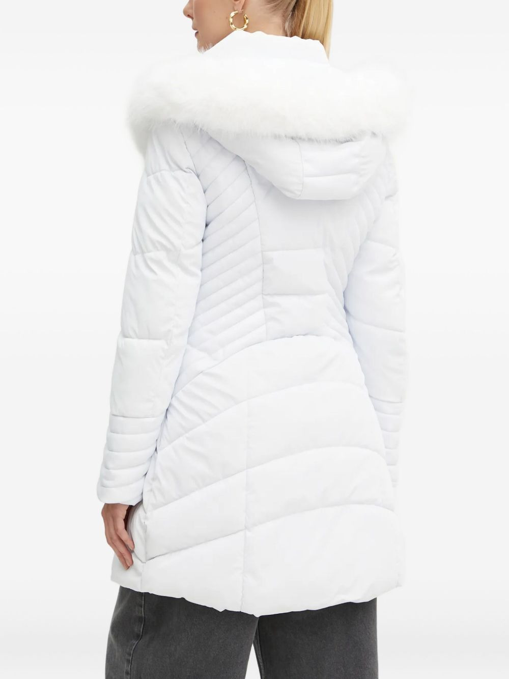 quilted faux-fur coat - 3