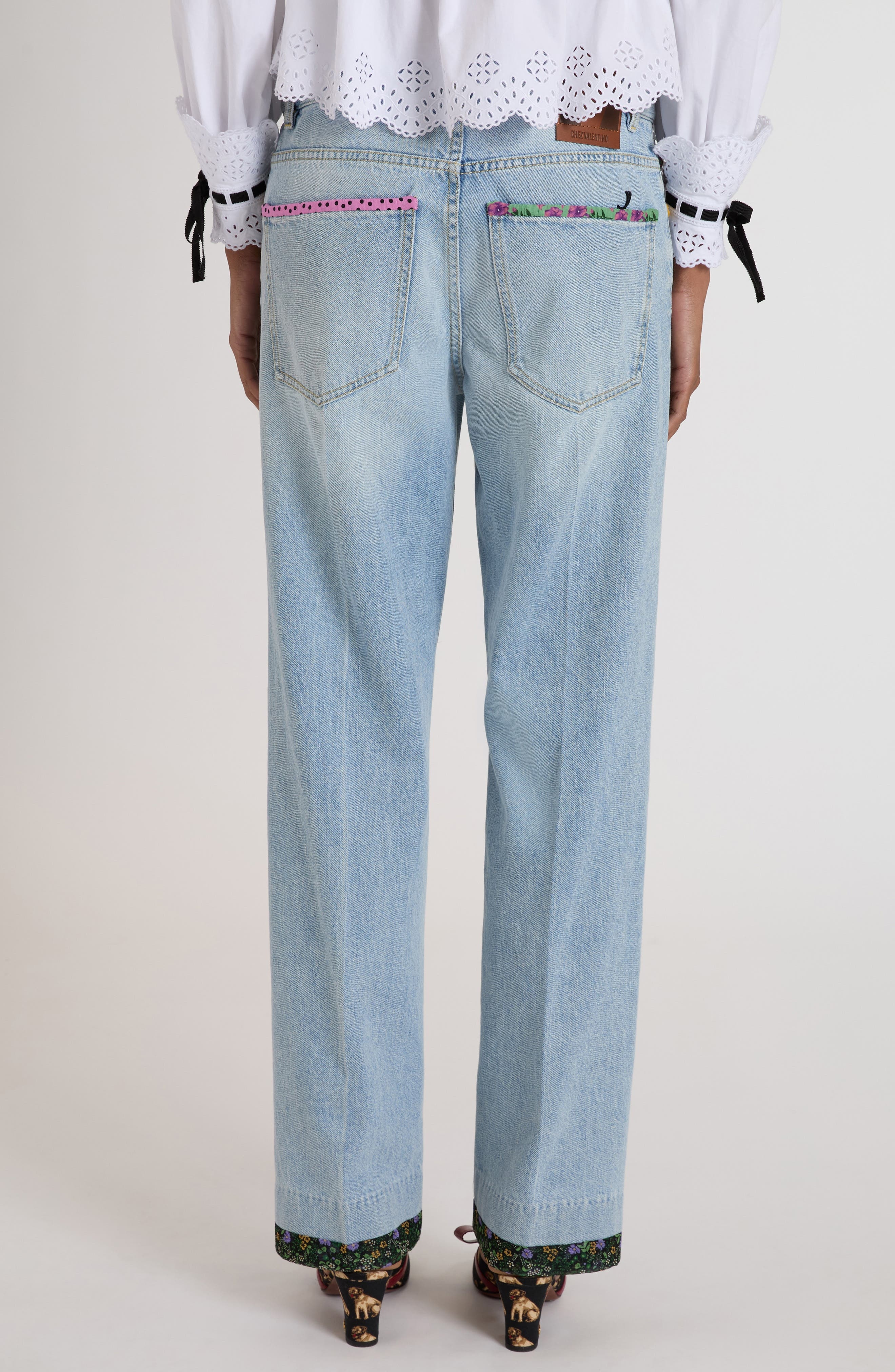 Valentino Garavani Contrast Border Straight Leg Jeans in Denim at Nordstrom - 2