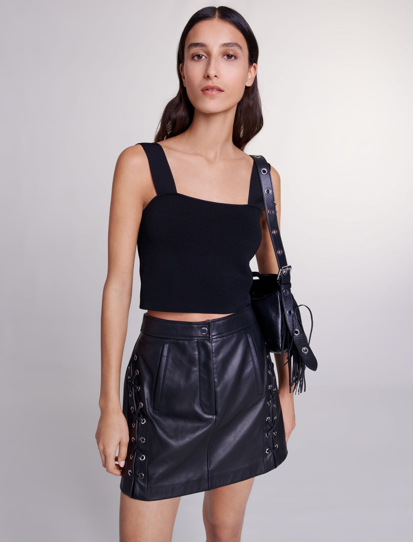 Short leather skirt - 6