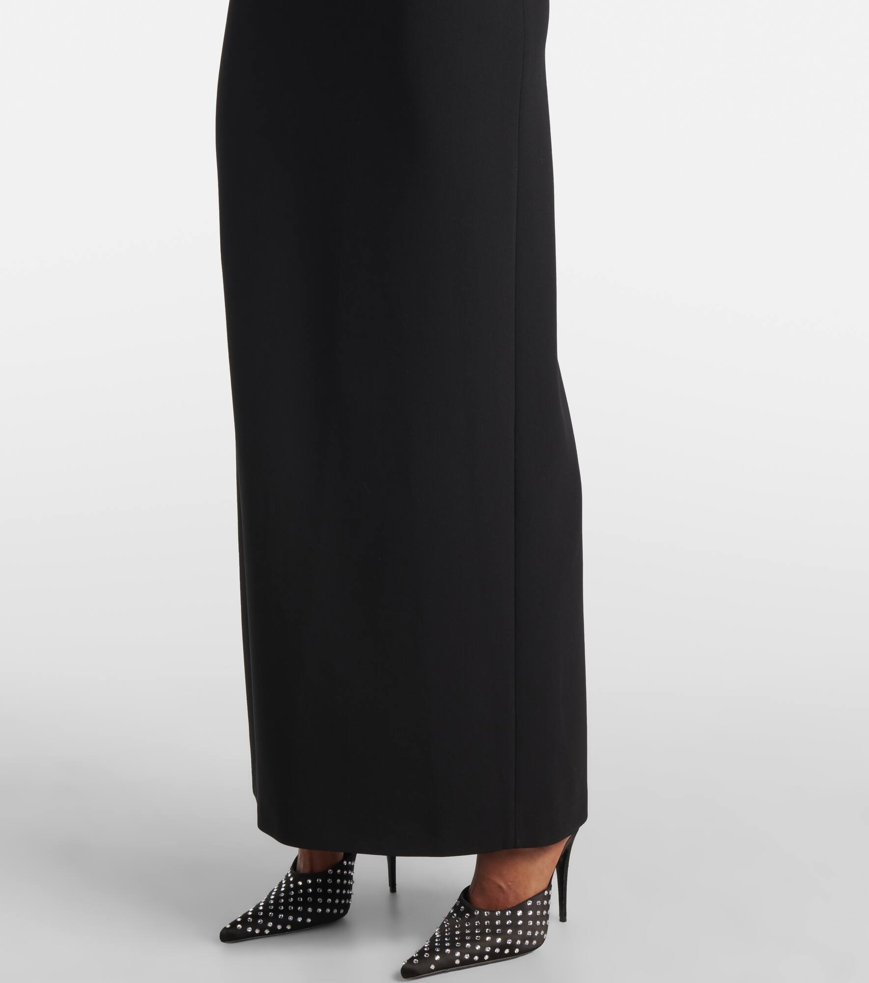 Floral-appliqué wool-blend maxi dress - 5