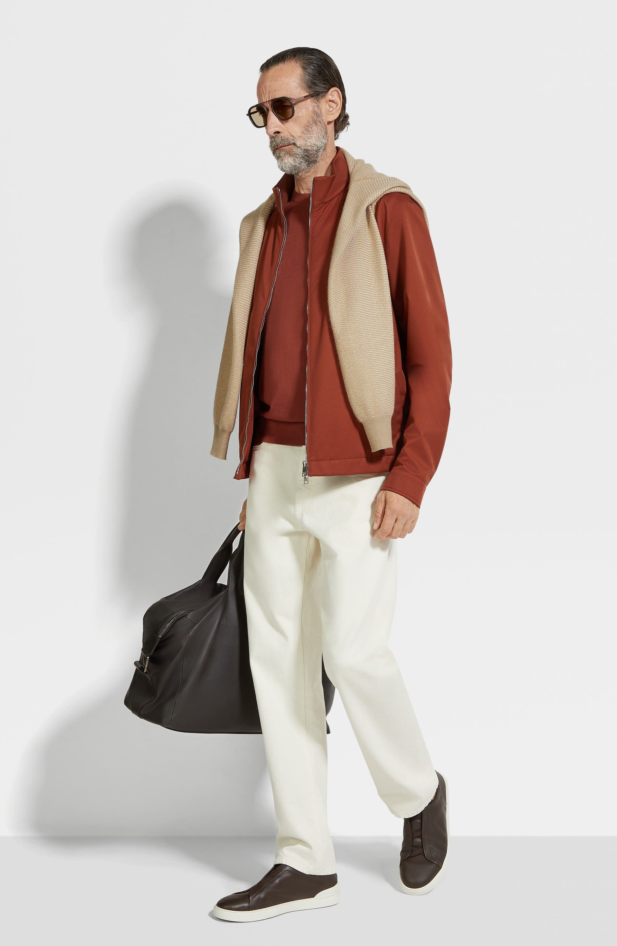 ZEGNA Stand Collar Jacket in Rust at Nordstrom - 5