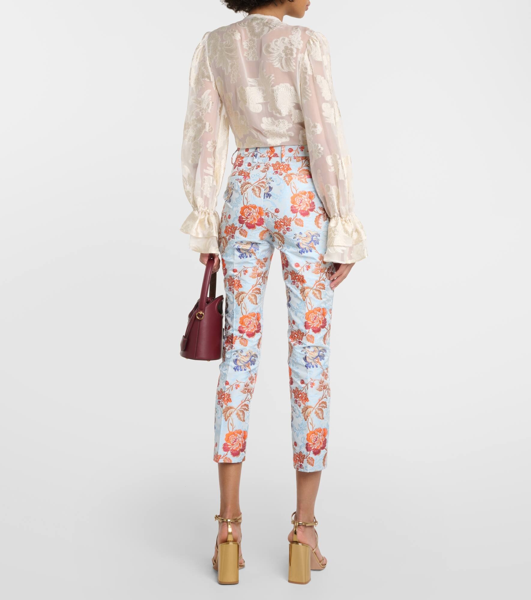 Floral jacquard pants - 3