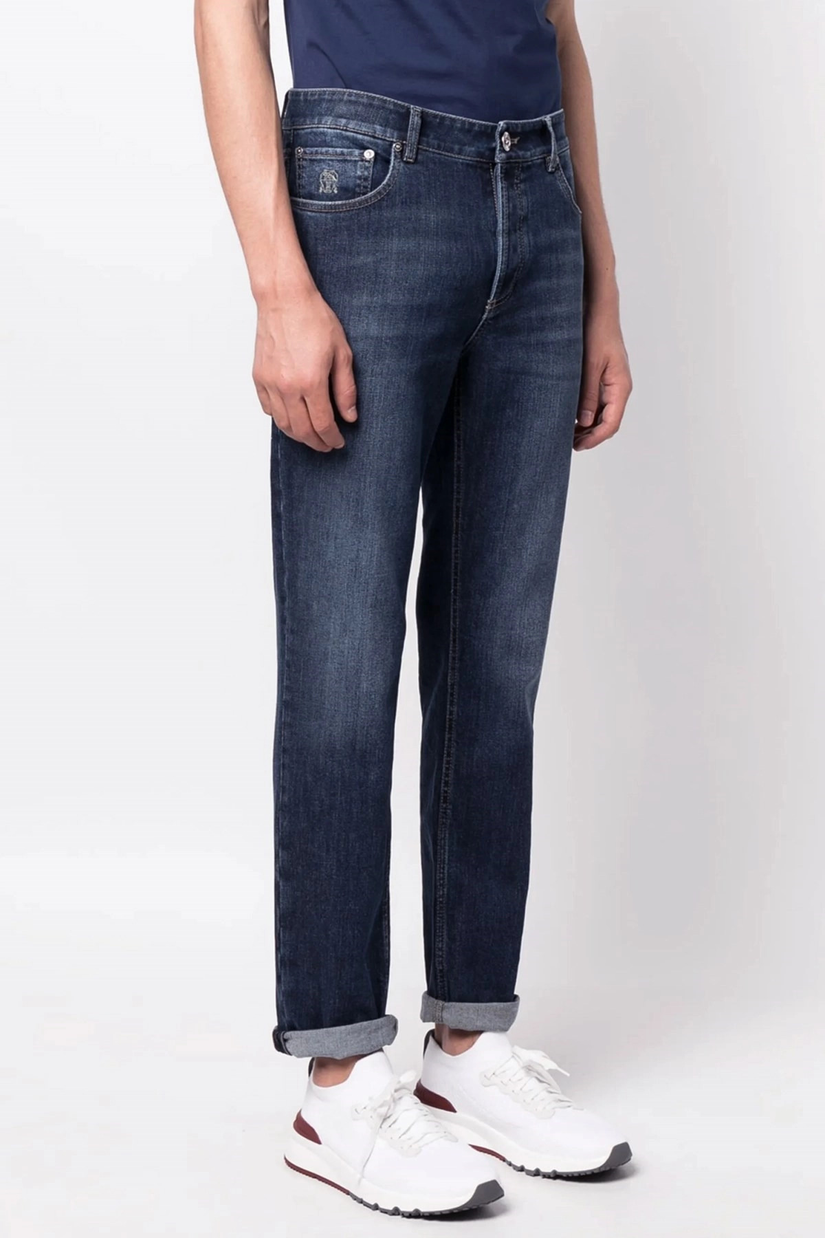 Logo embroidery stretch jeans - 2