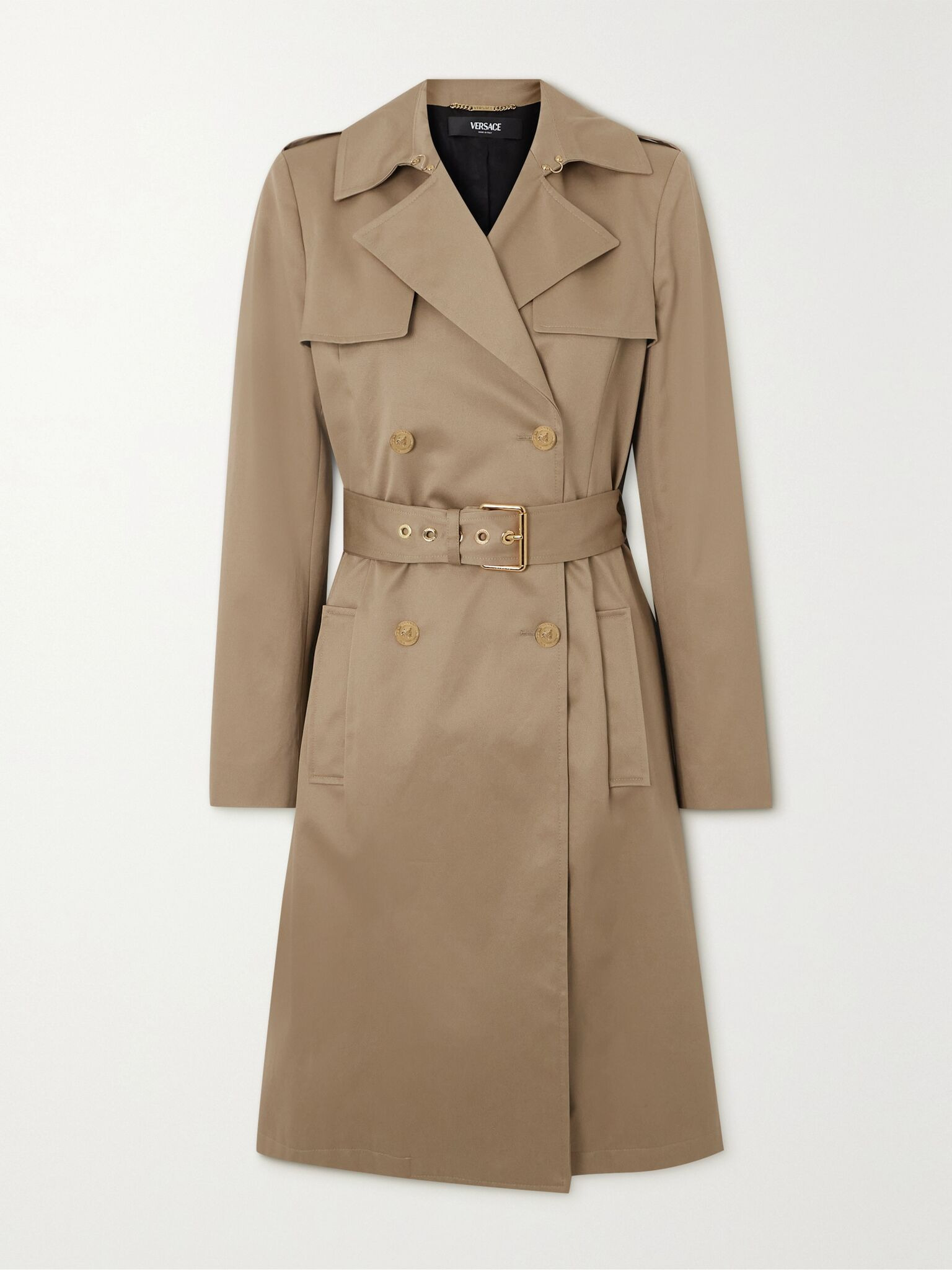 Icons belted double-breasted cotton-gabardine trench coat Beige - 1