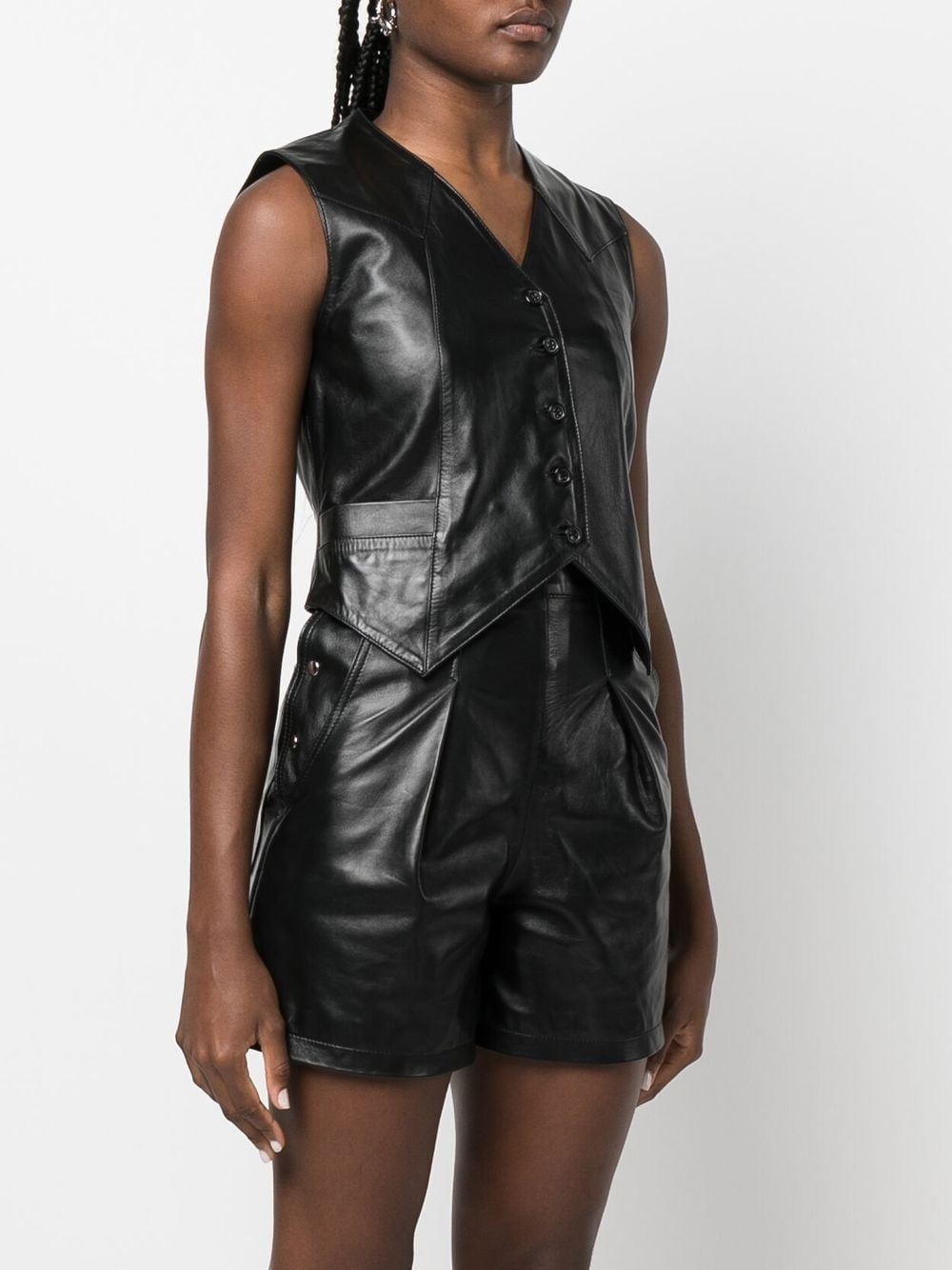 Harlow cropped leather vest - 3