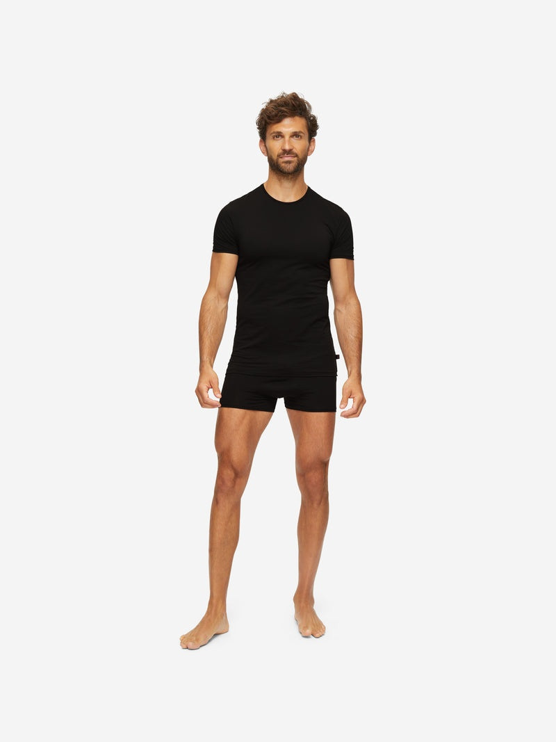 Derek Rose Men's Underwear T-Shirt Jack Pima Cotton Stretch Black outlook