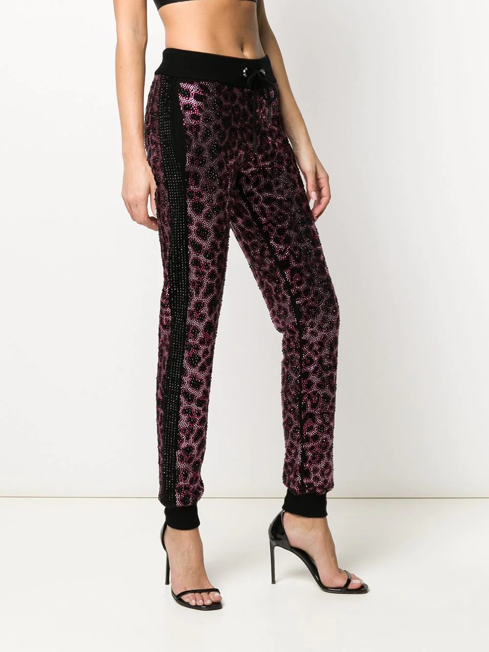 Pink Paradise crystal-embellished leopard sweatpants - 3
