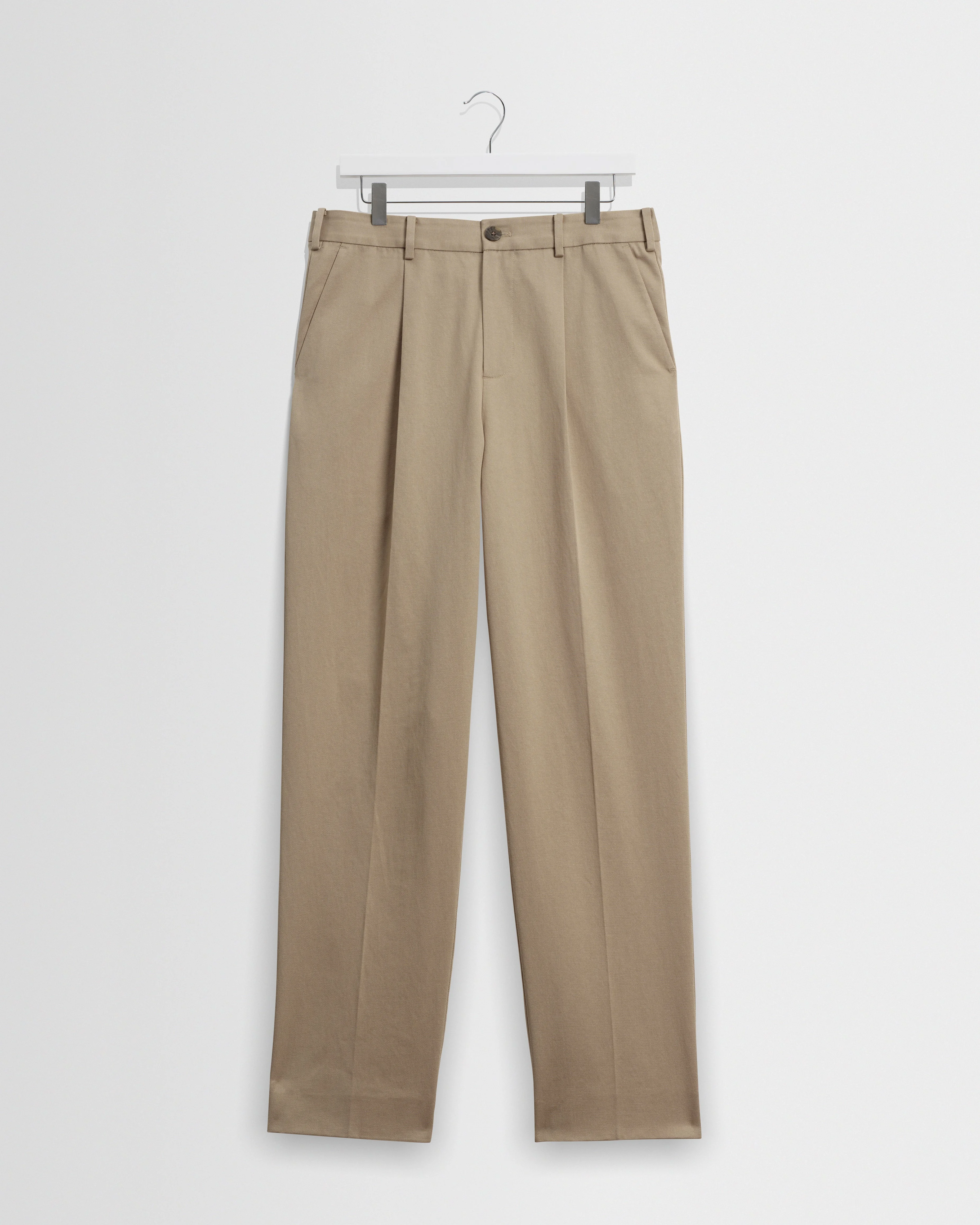 Aubyn - Beige Cotton Tencel Twill Relaxed Fit Trousers - 1