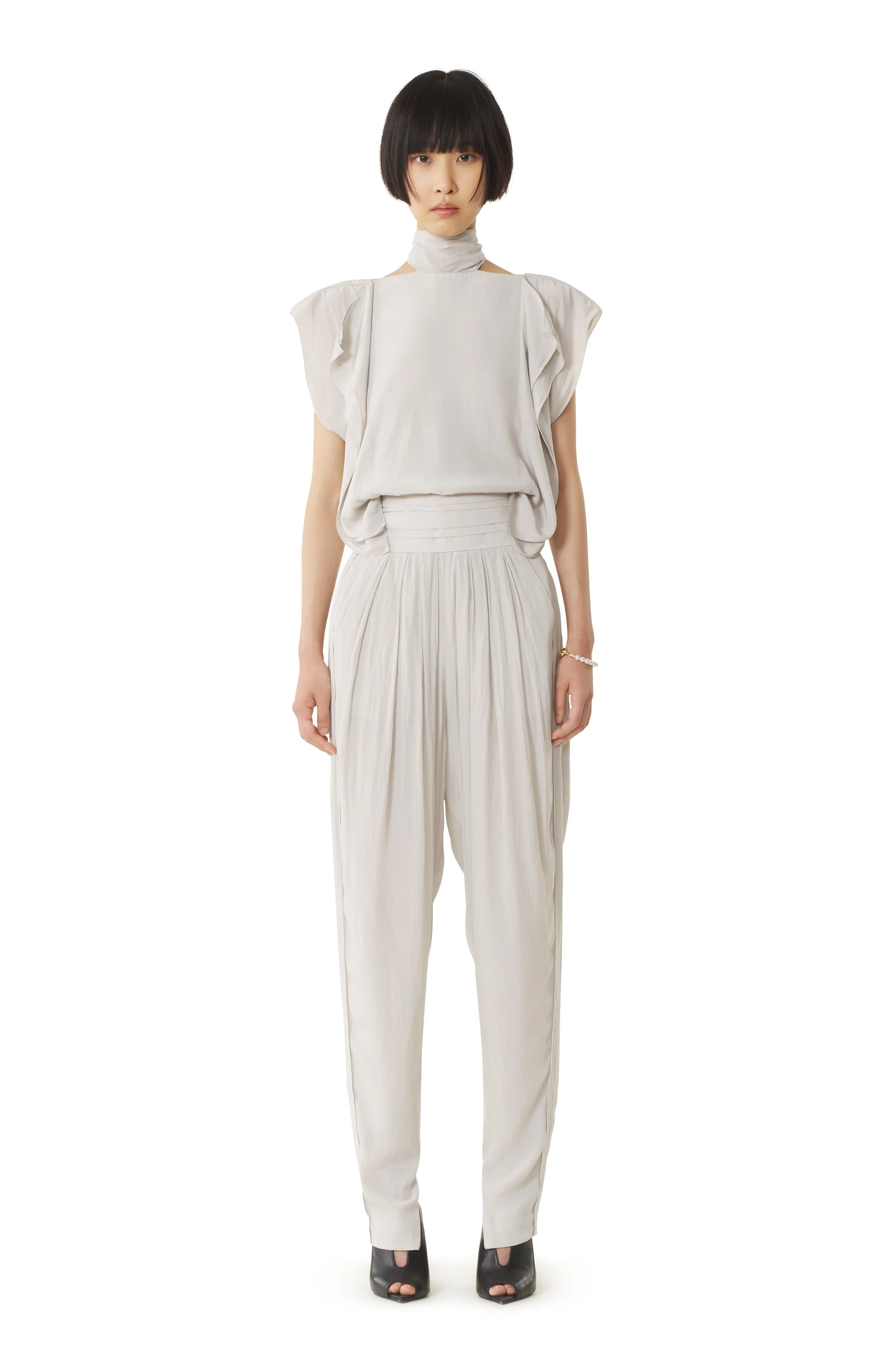 Lanvin White Frilled Top In Charmeuse at Nordstrom - 1