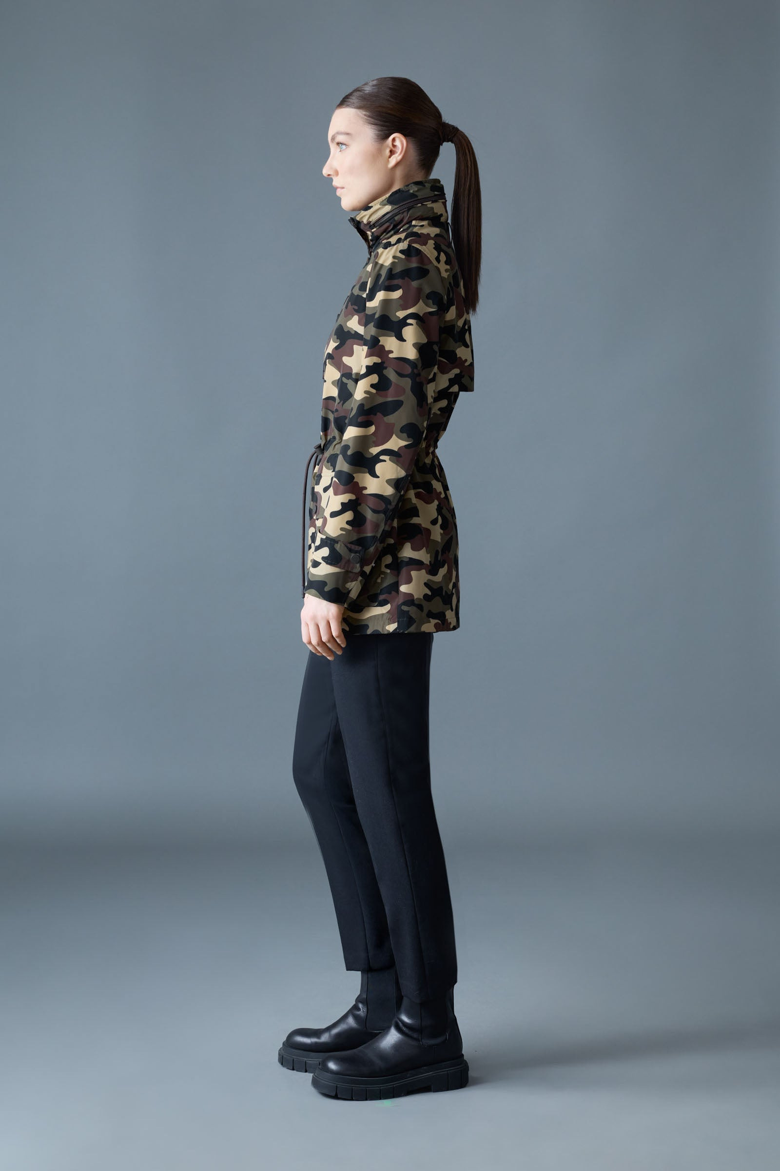 KERYN-CAMO Medium-Length Rain Jacket with Camo Print - 3