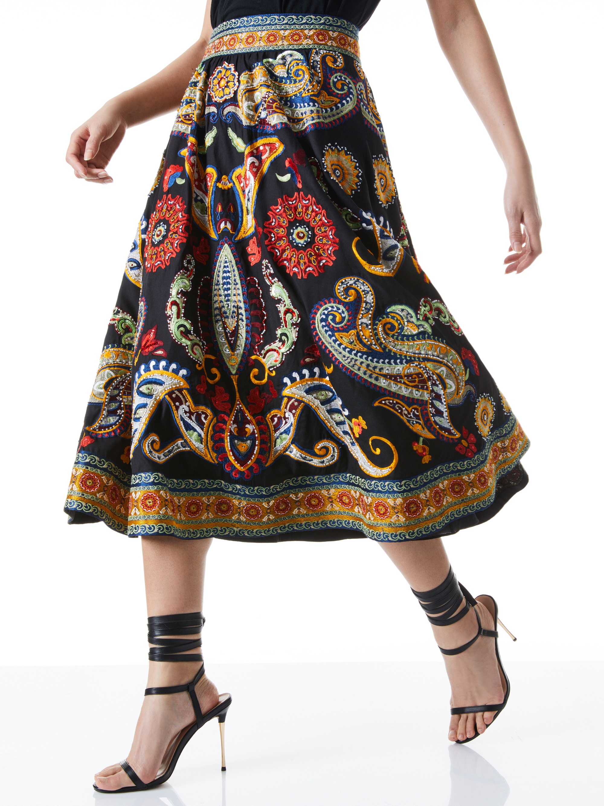 EARLA EMBELLISHED FLARE MIDI SKIRT - 2