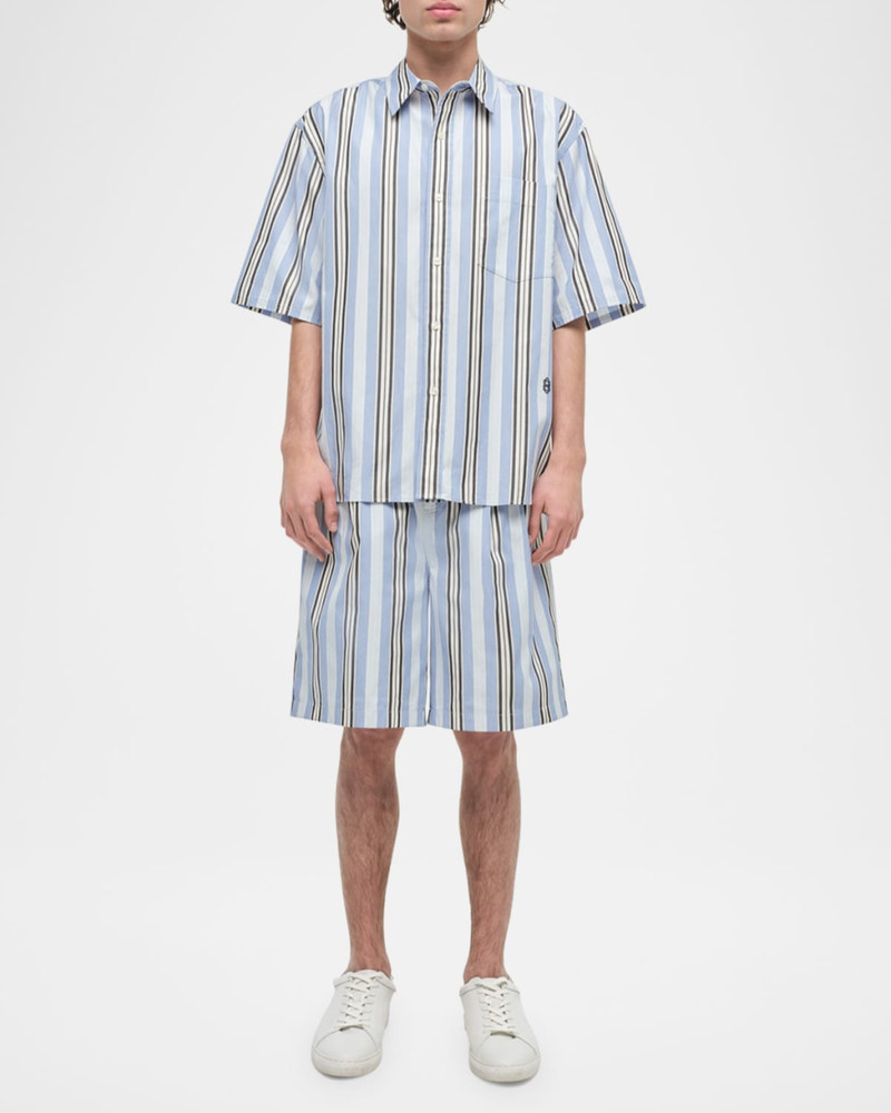 SIMKHAI Men's Hugh Cotton Multi-Stripe Relaxed-Fit Shorts outlook