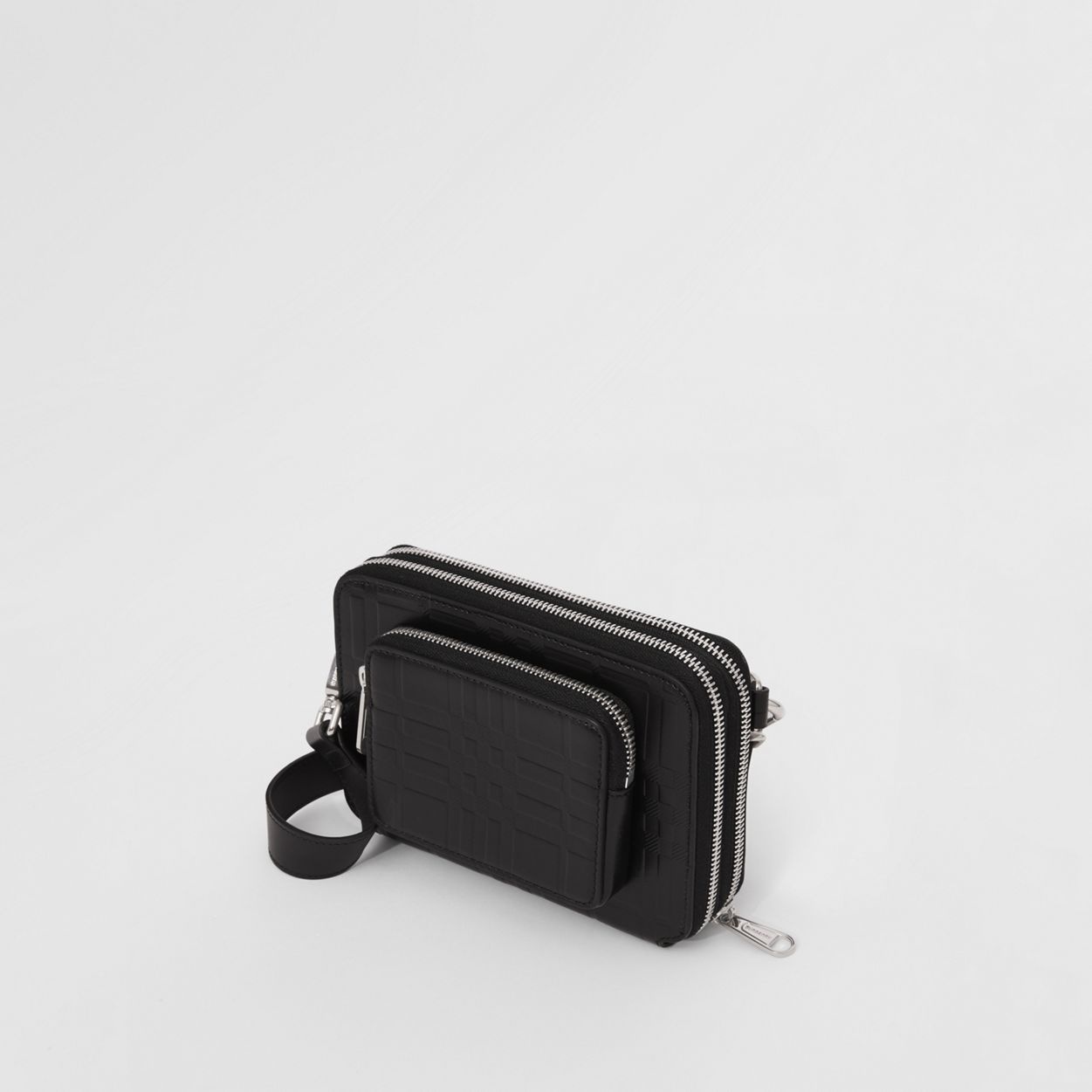 Embossed Check Leather Crossbody Bag - 4