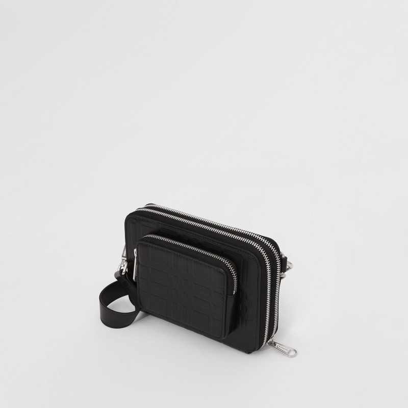 Embossed Check Leather Crossbody Bag 4