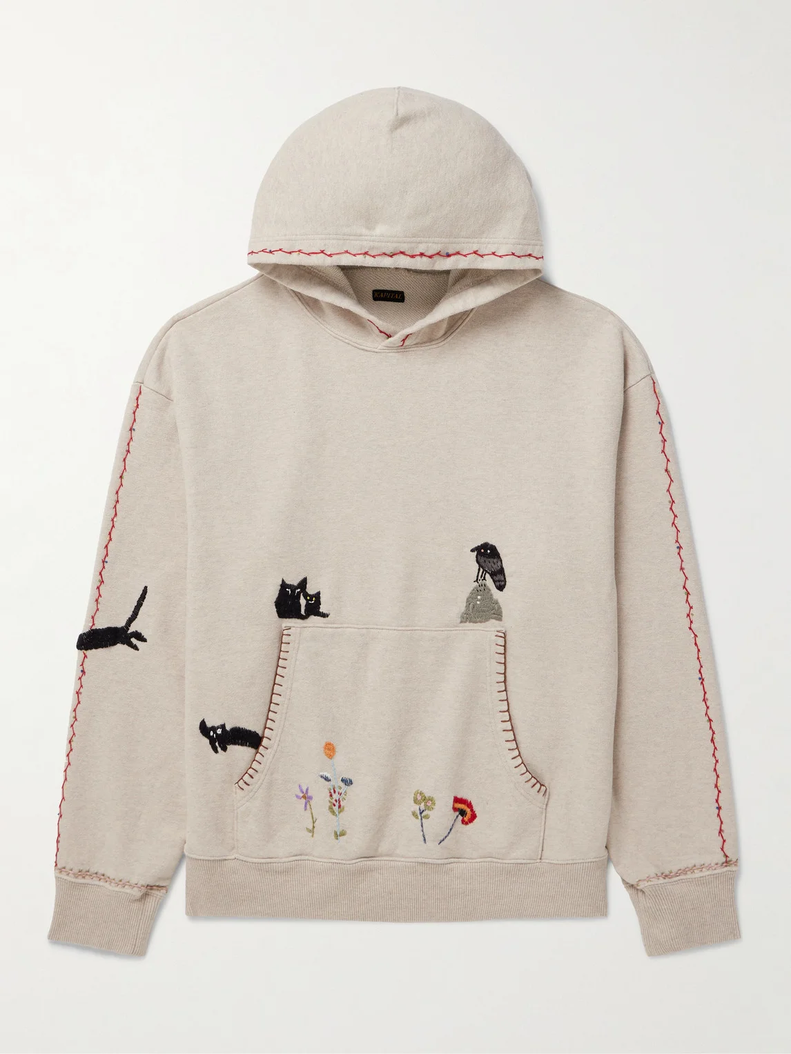 Embroidered Cotton-Jersey Hoodie - 1
