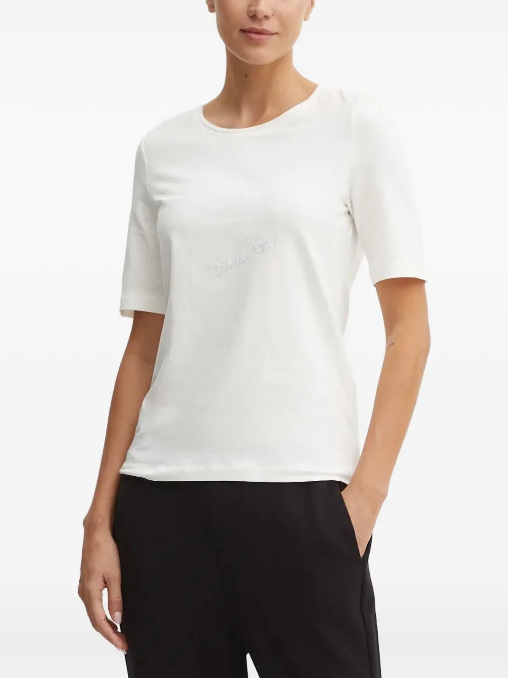 rhinestone-embellished logo-print T-shirt - 1
