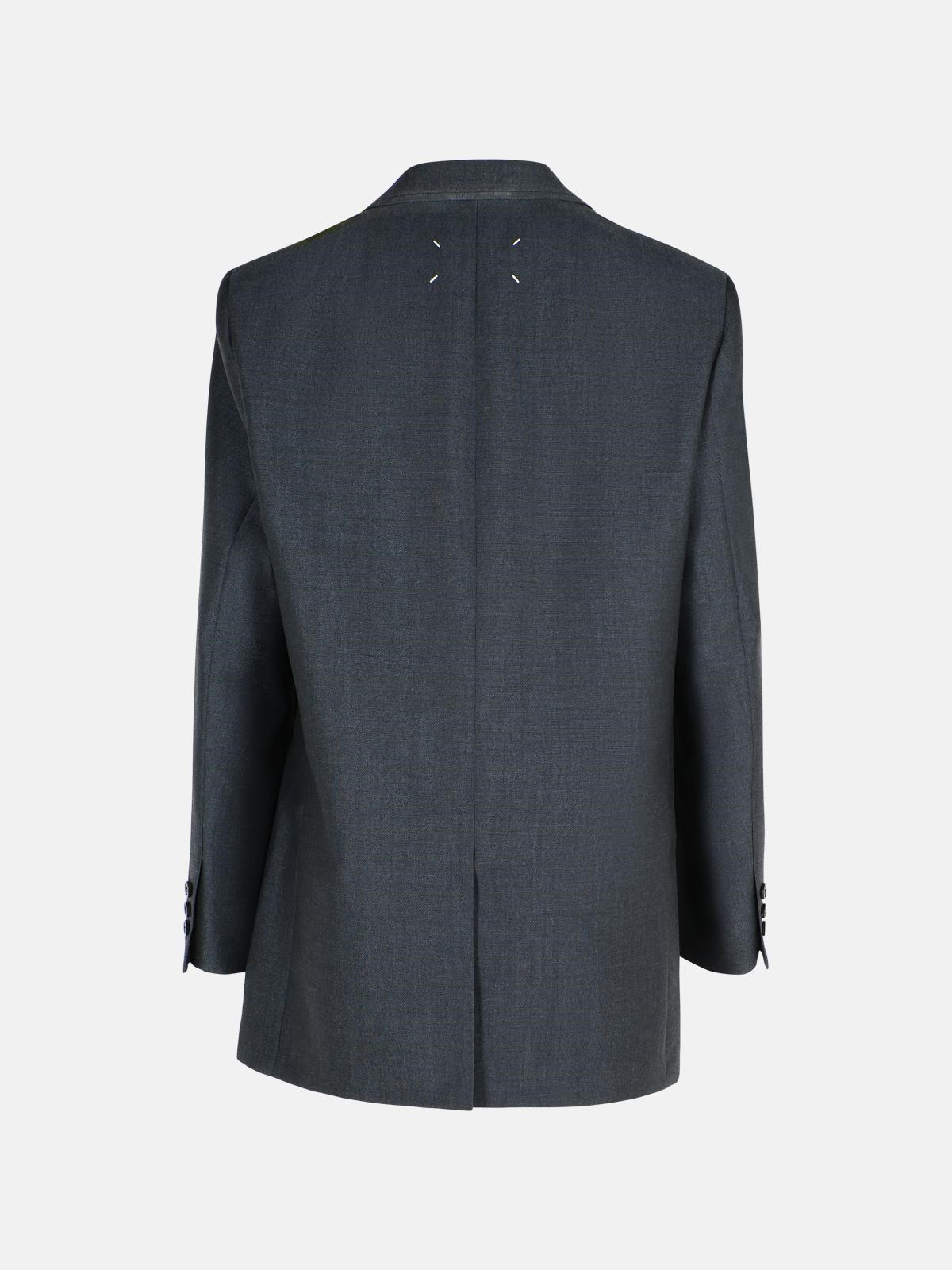 ANTHRACITE WOOL BLEND BLAZER - 3