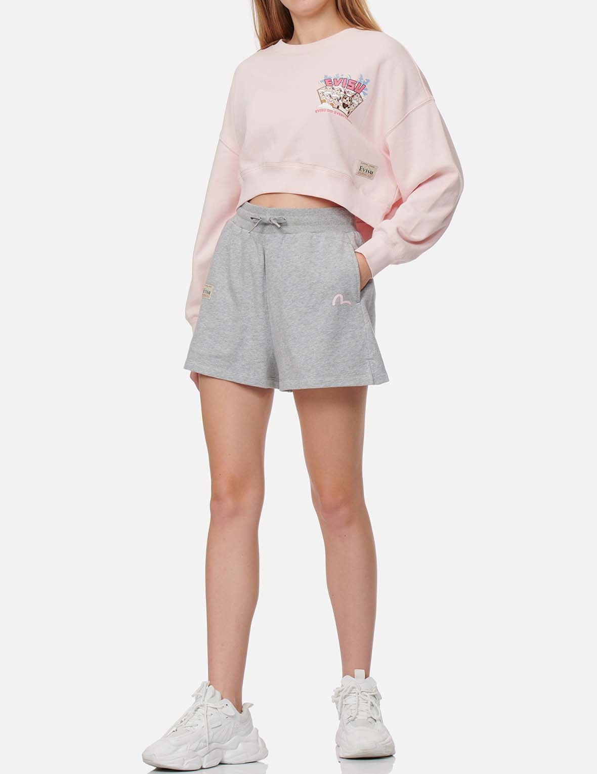 Seagull and Logo Print Sweat Shorts - 6
