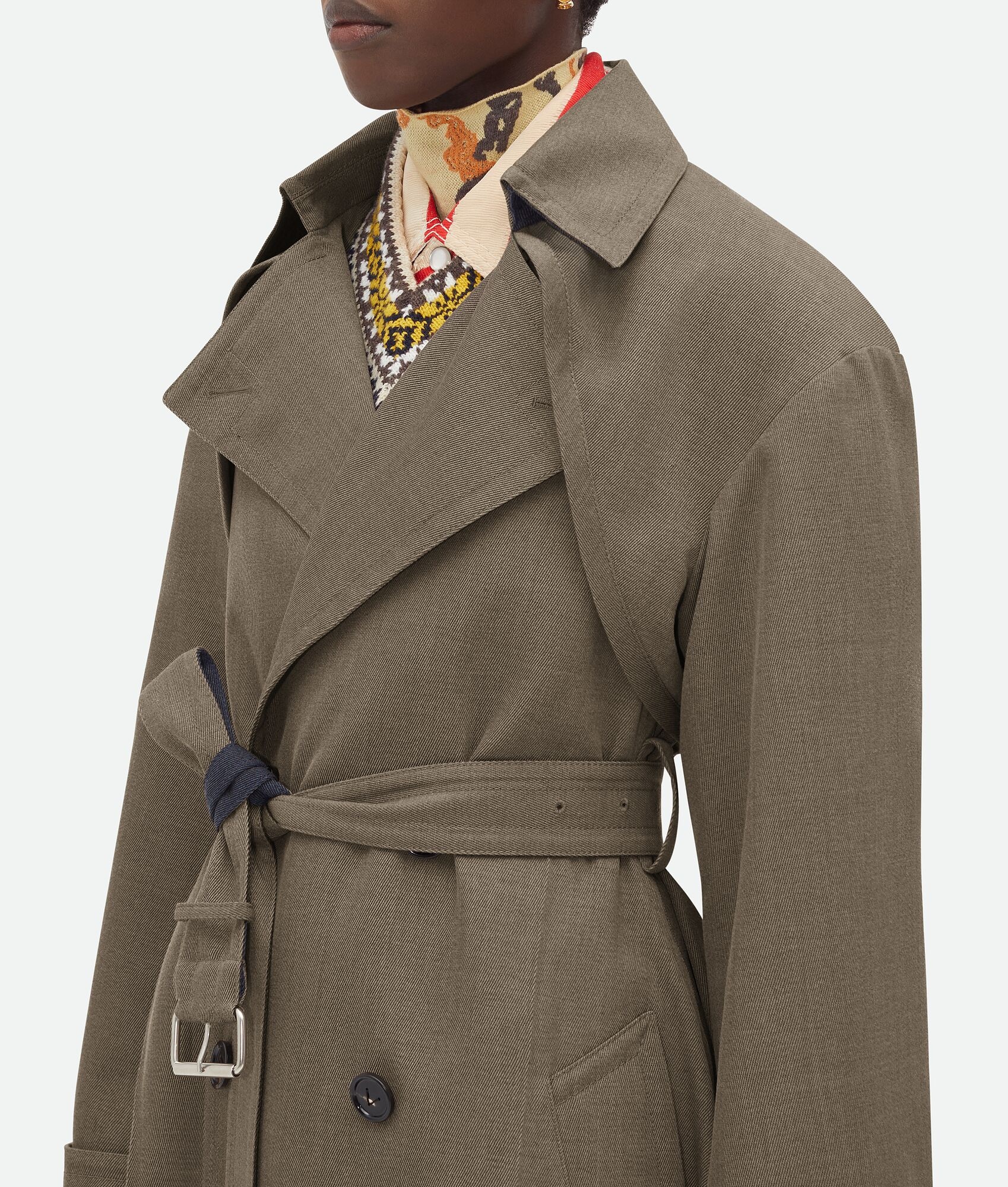 Multicolor Wool Twill Trench - 5