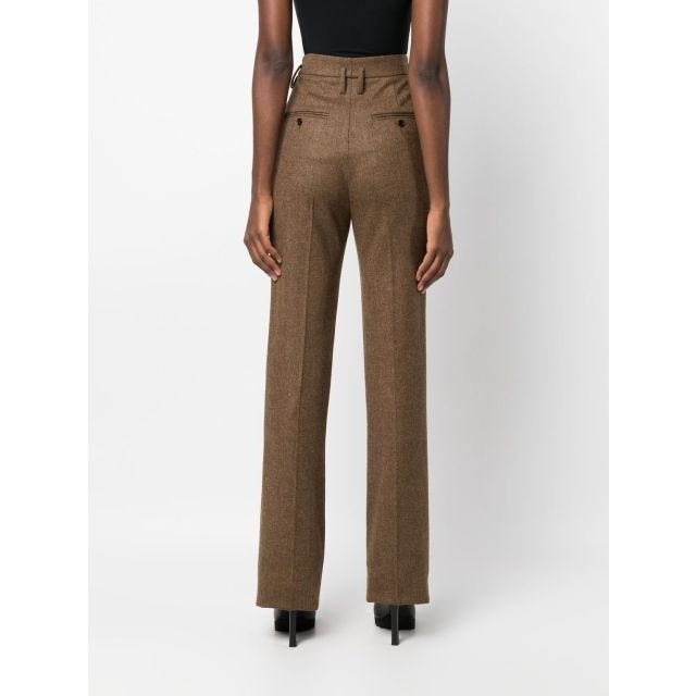 Brown tailored high-waisted pants - 4