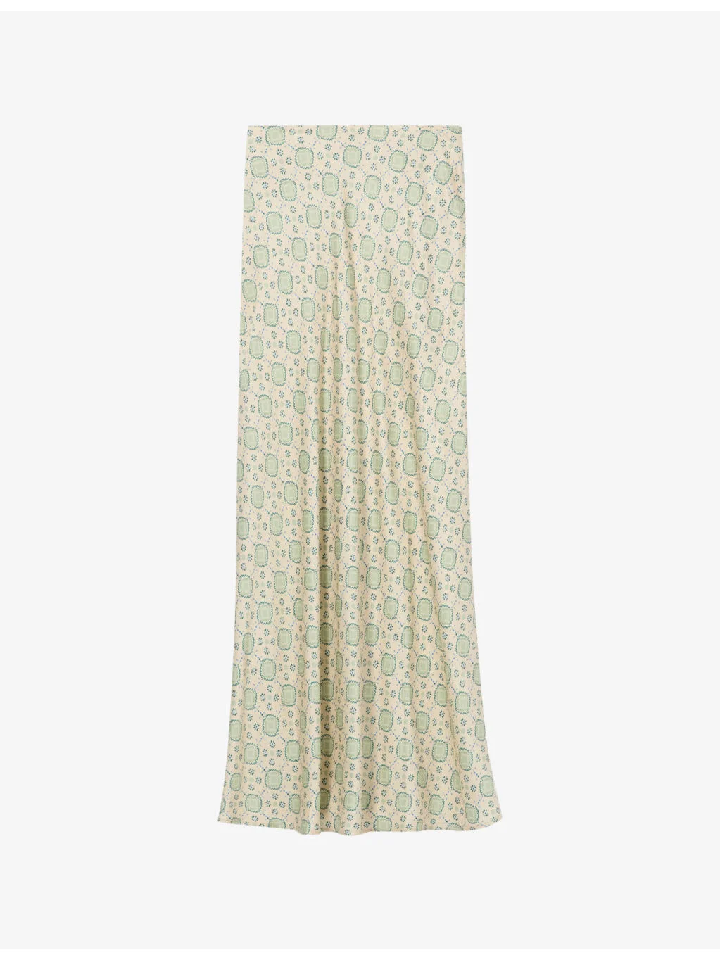 Abstract-Print Mid-Rise Satin Maxi Skirt - 1