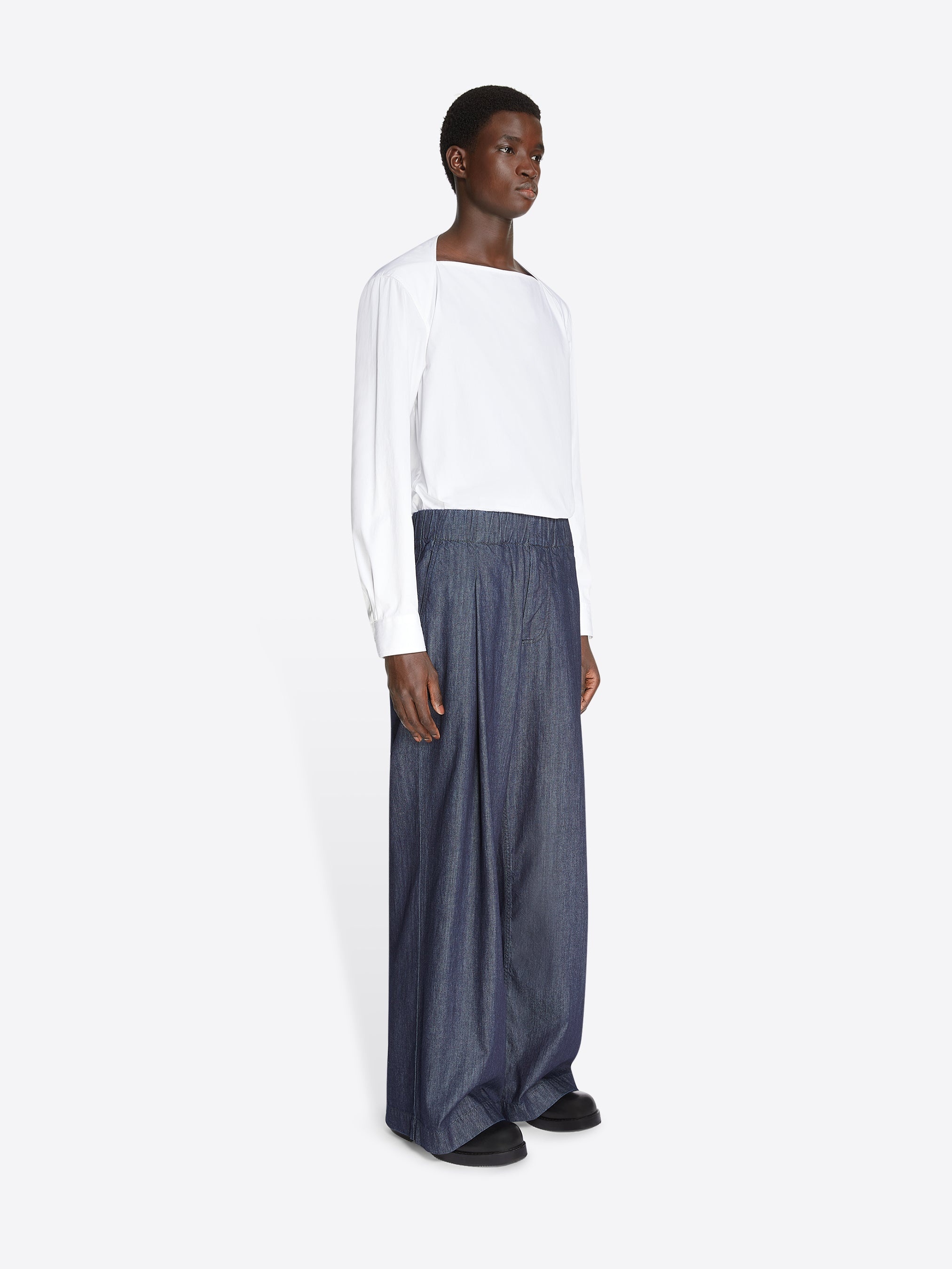 BOAT NECK COTTON SHIRT - 3