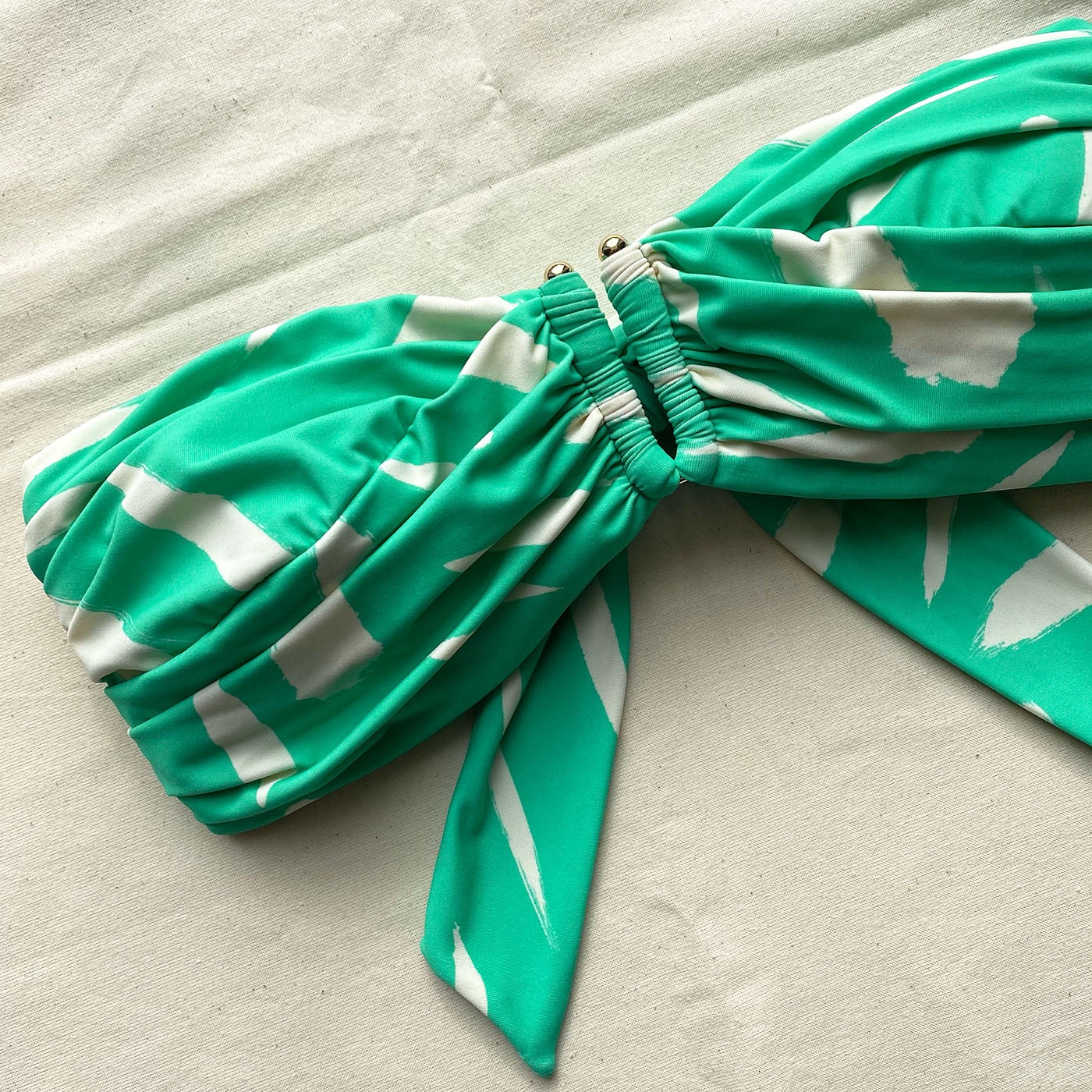 Mint Brushstroke Bandeau Bikini Top - 4