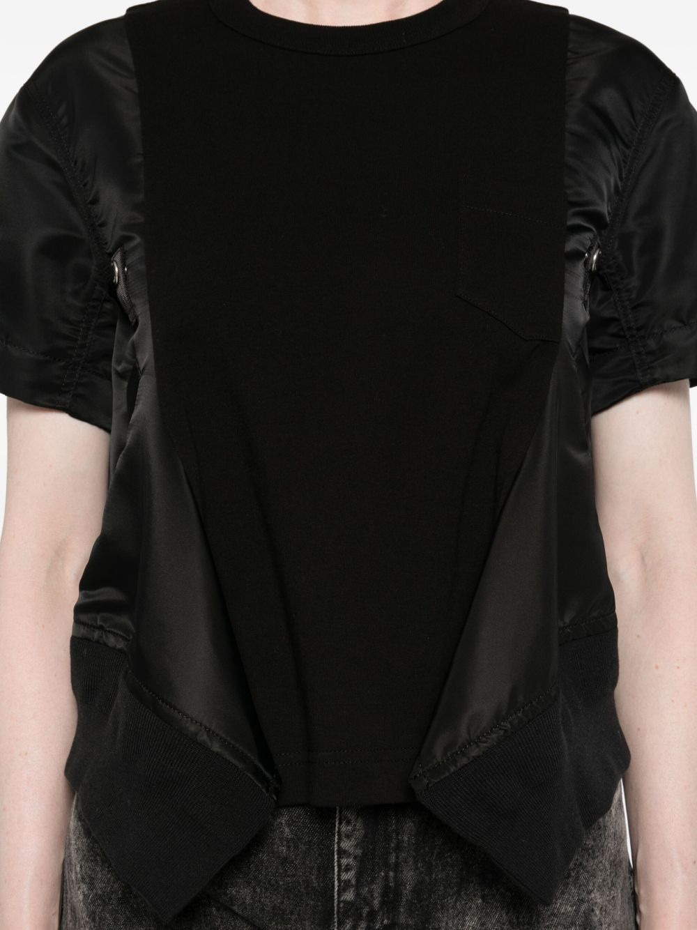 bomber-detail cotton T-shirt - 5